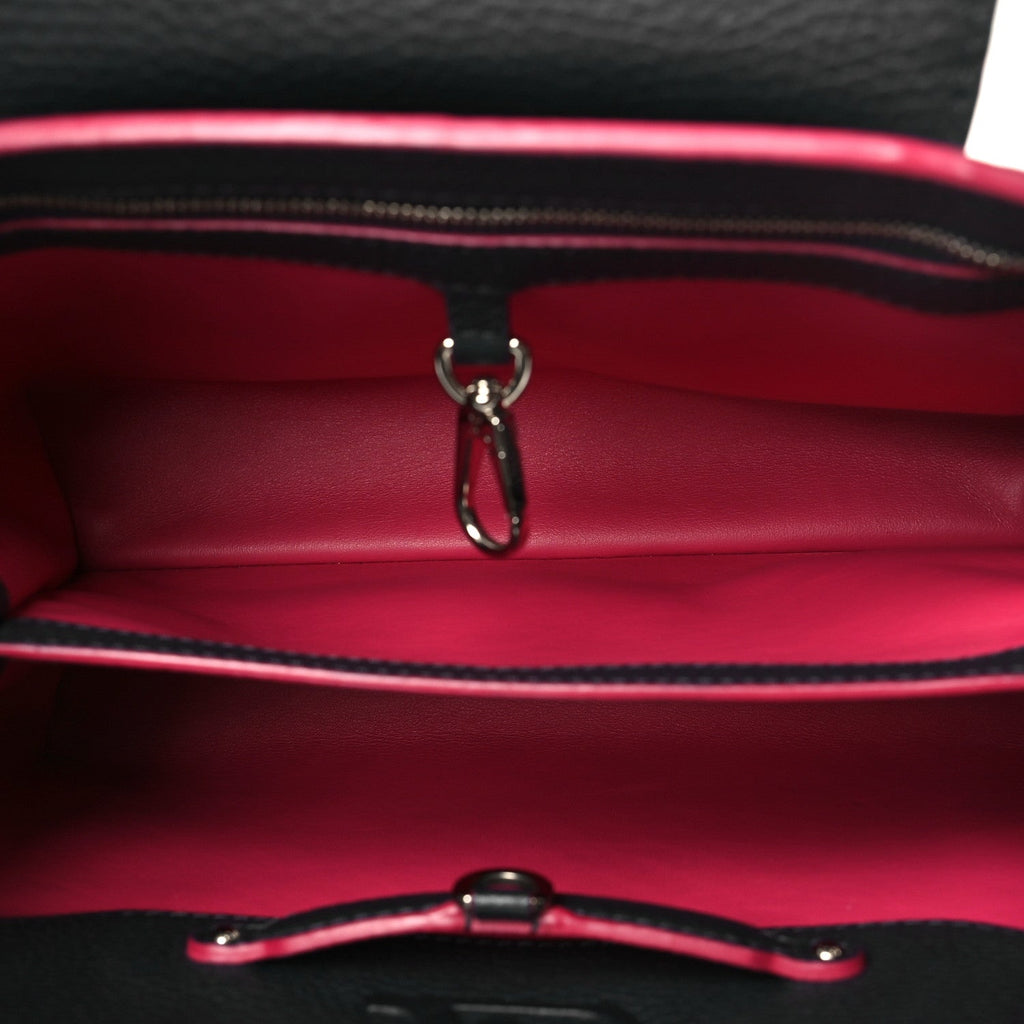 Louis Vuitton Taurillon Capucines PM Black Fuchsia