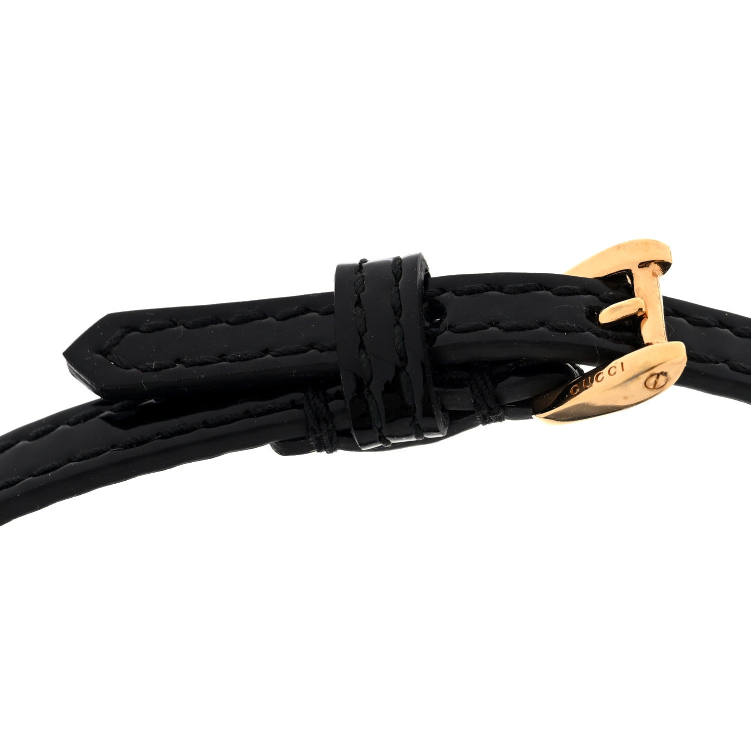 Gucci Patent G Bow Choker Necklace Black Gold