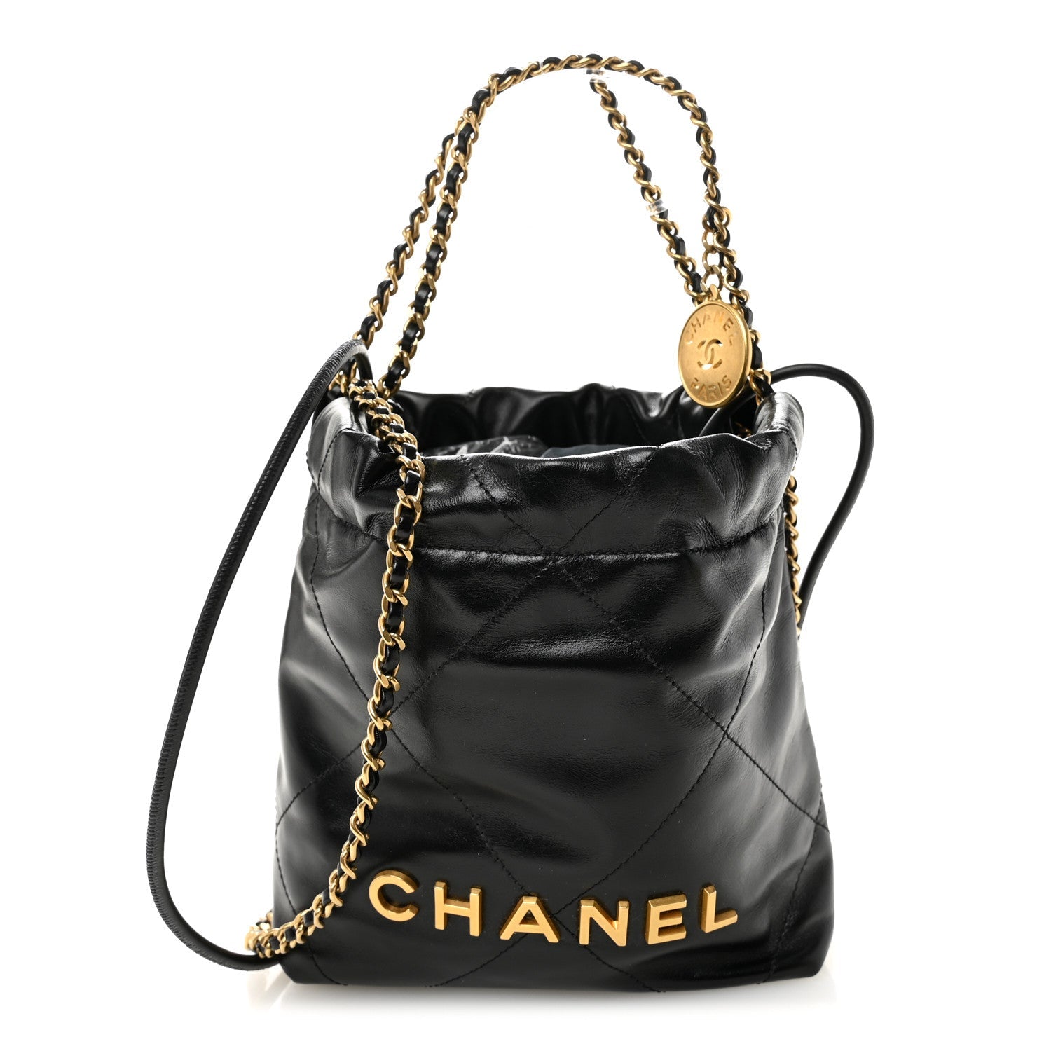 Chanel Shiny Calfskin Quilted Mini Chanel 22 Black
