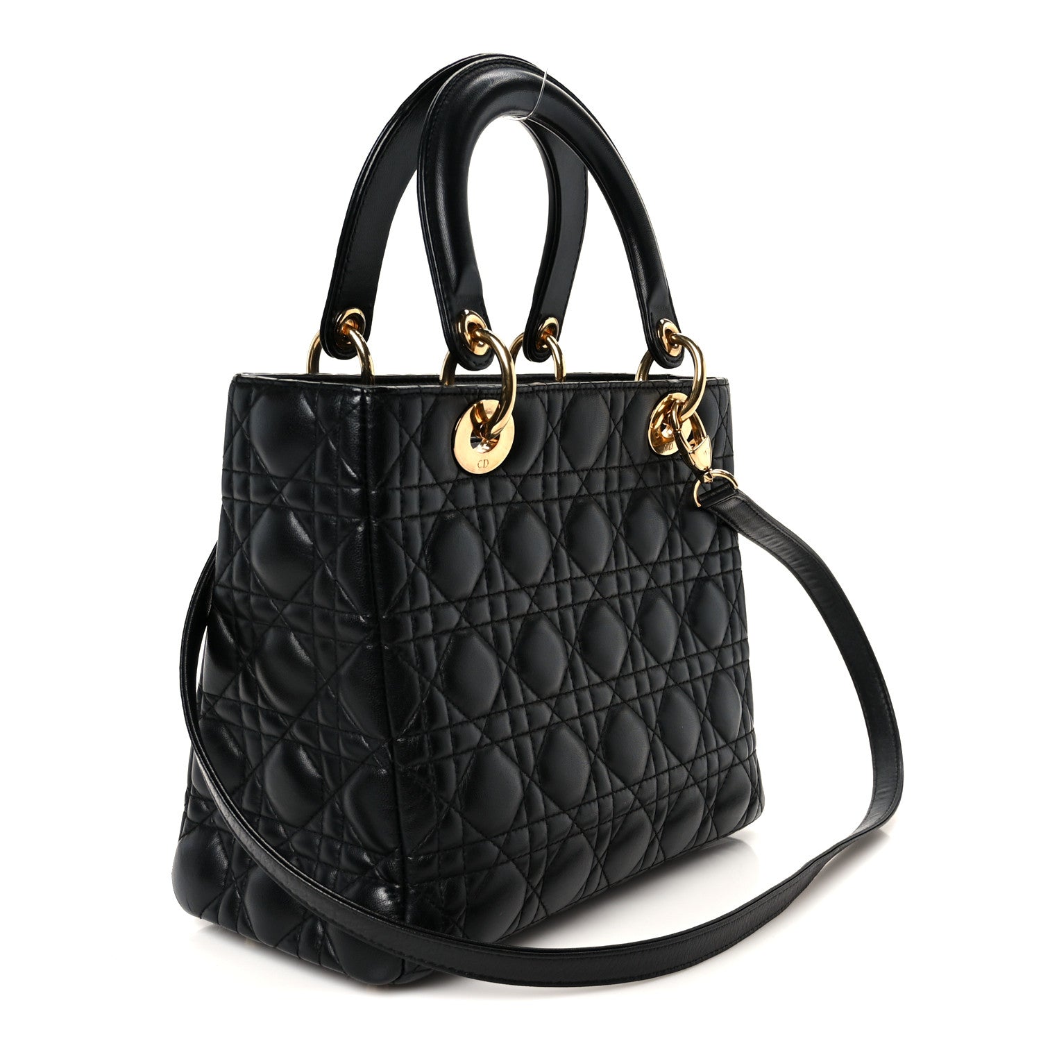 Christian Dior Lambskin Cannage Medium Lady Dior Black