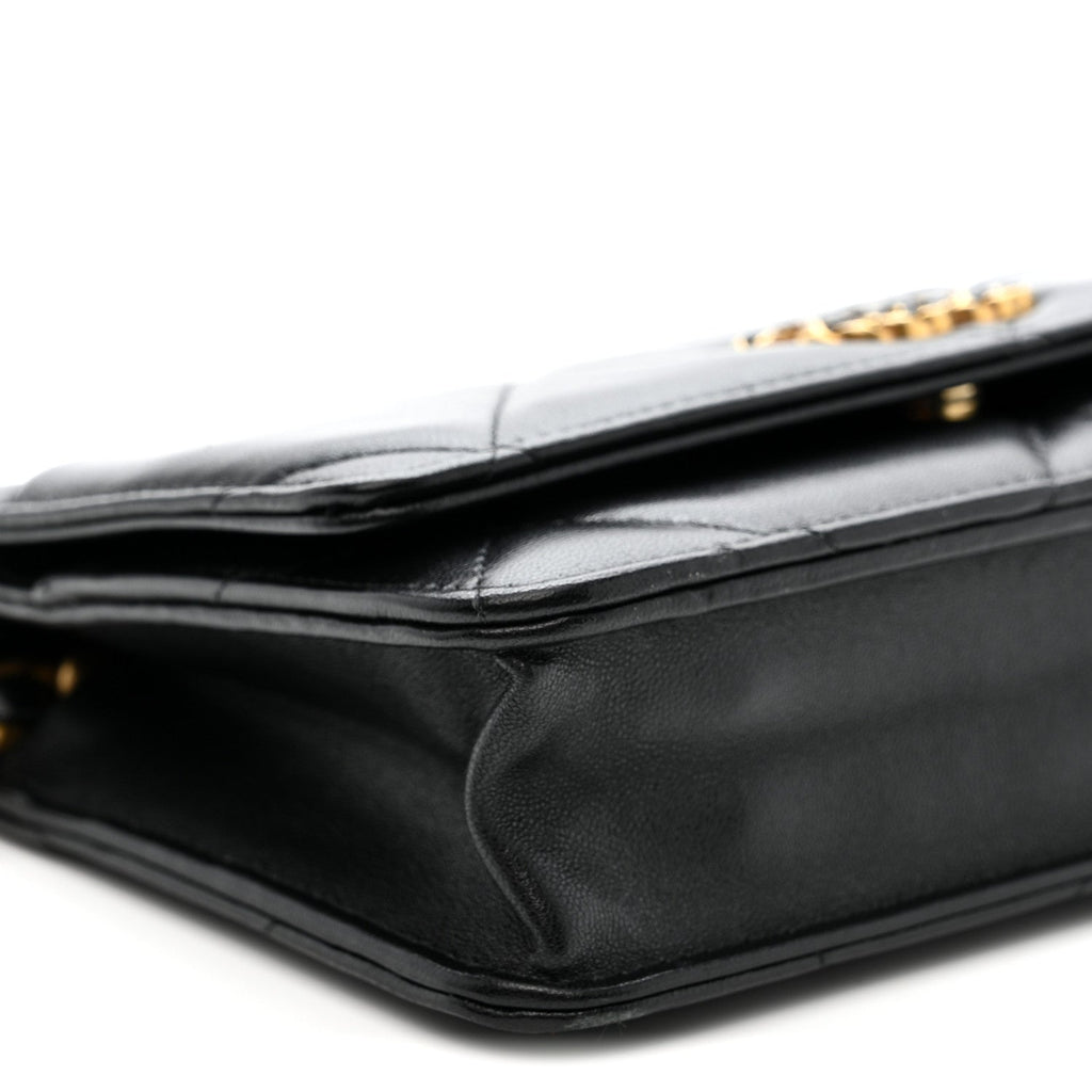 Chanel Lambskin Quilted Chanel 19 Wallet On Chain WOC Black