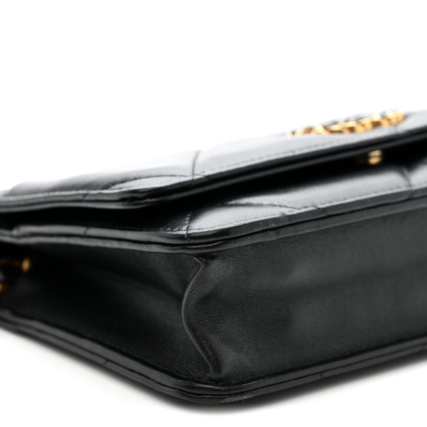 Chanel Lambskin Quilted Chanel 19 Wallet On Chain WOC Black