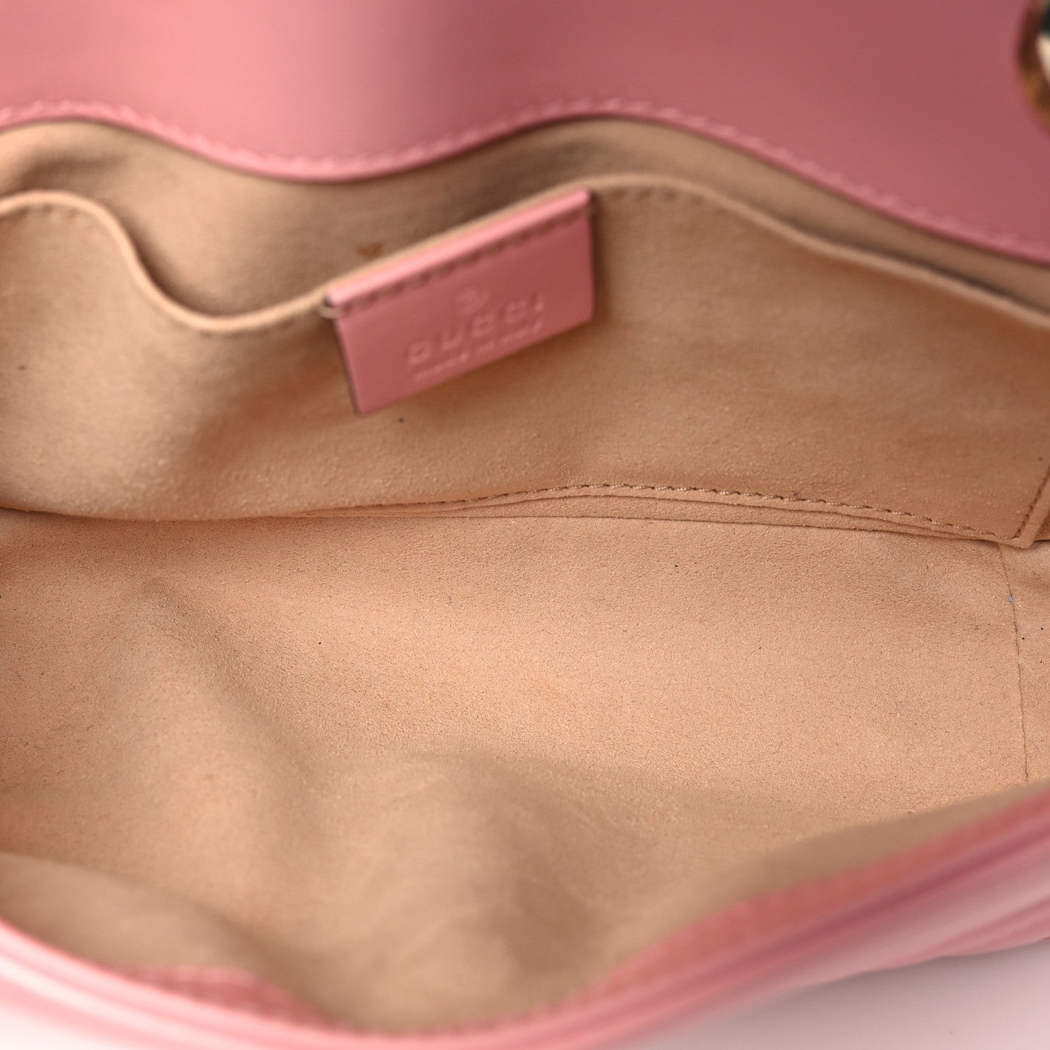 Gucci Calfskin Matelasse Mini GG Marmont Shoulder Bag  Wild Rose