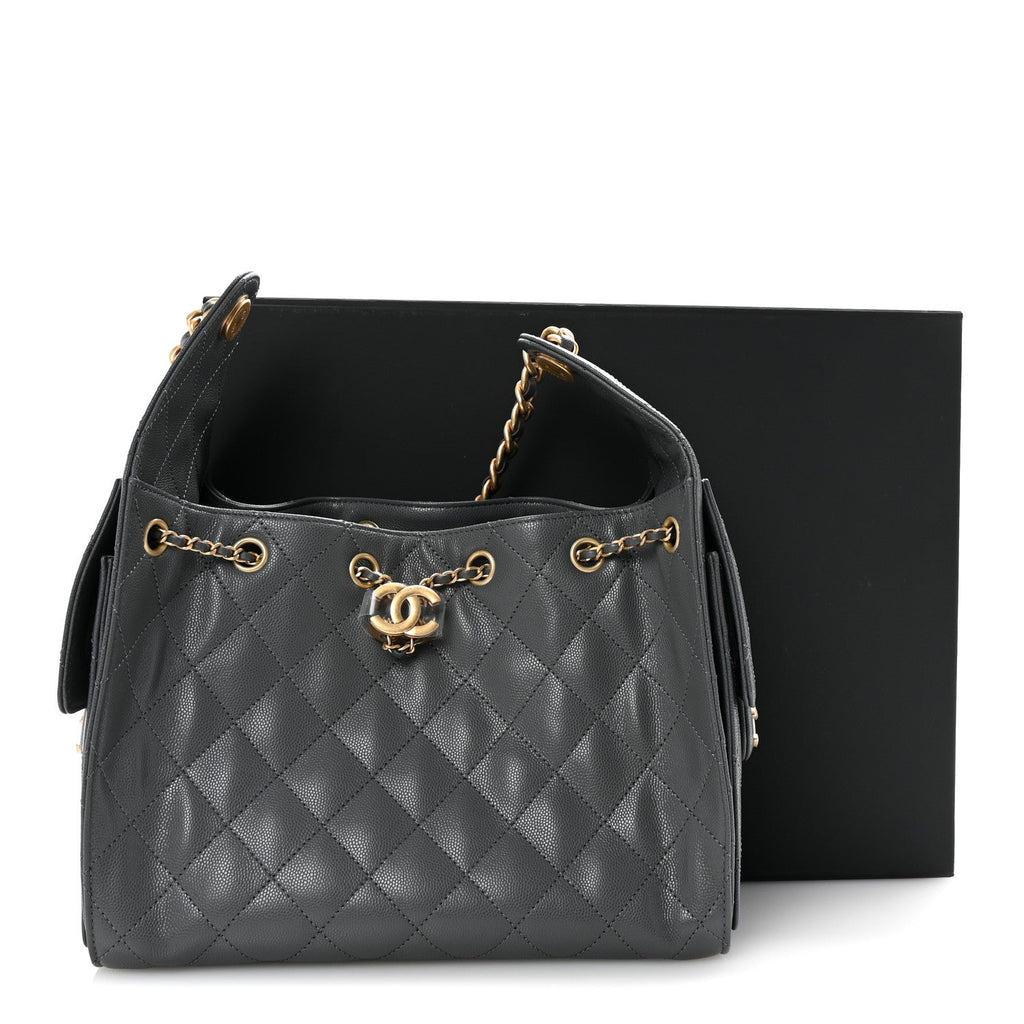Chanel Caviar Quilted Small Chanel 25 Handbag Dark Grey