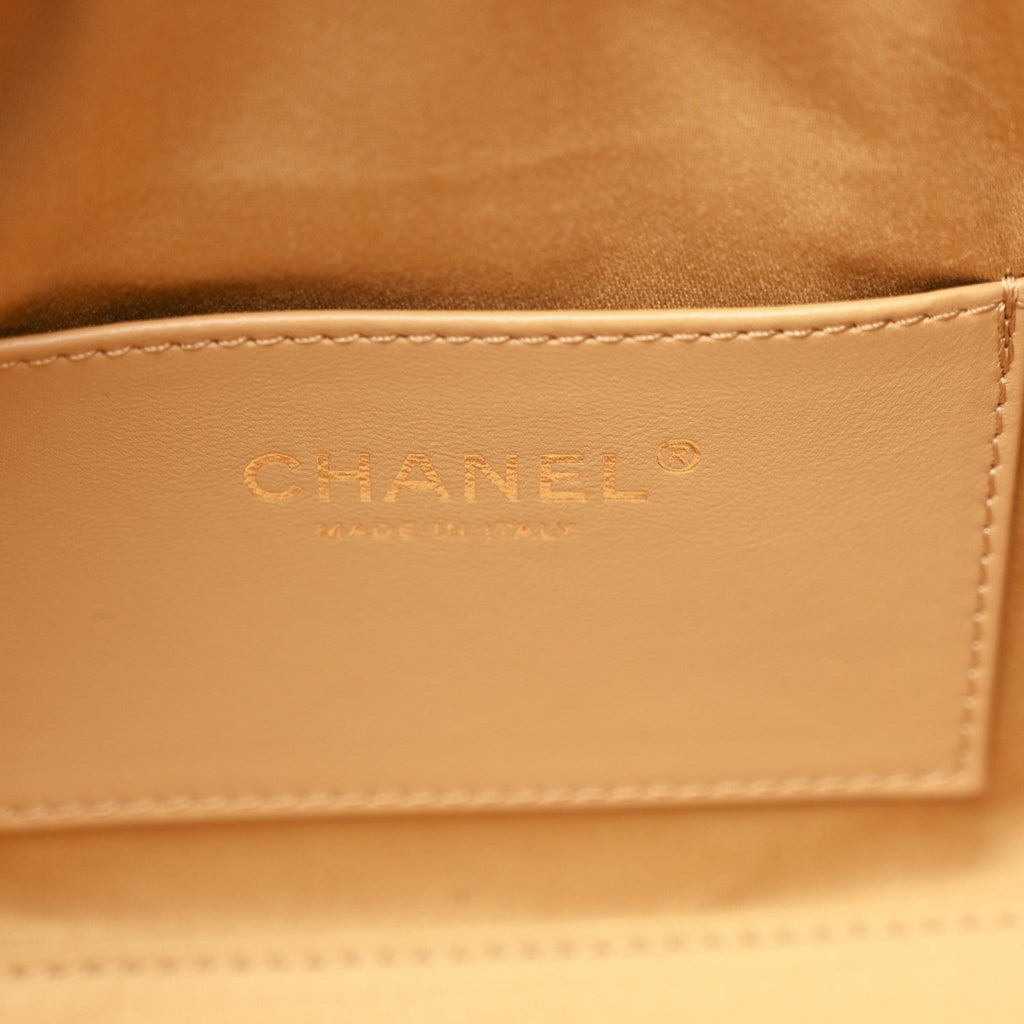Chanel Suede Quilted Mini Chanel 25 Handbag Beige