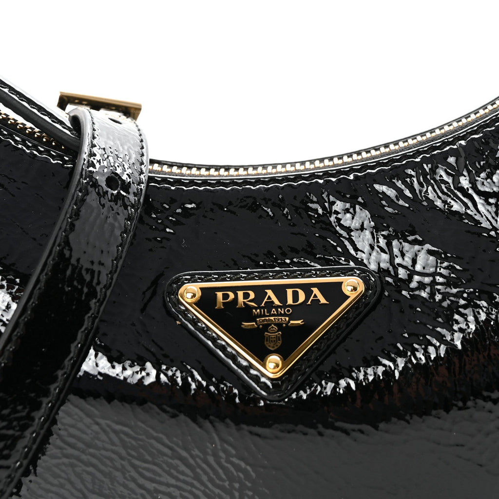 Prada Patent Naplak Arque Shoulder Bag Black