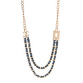 Metal Denim CC Double Chain Necklace Blue Gold