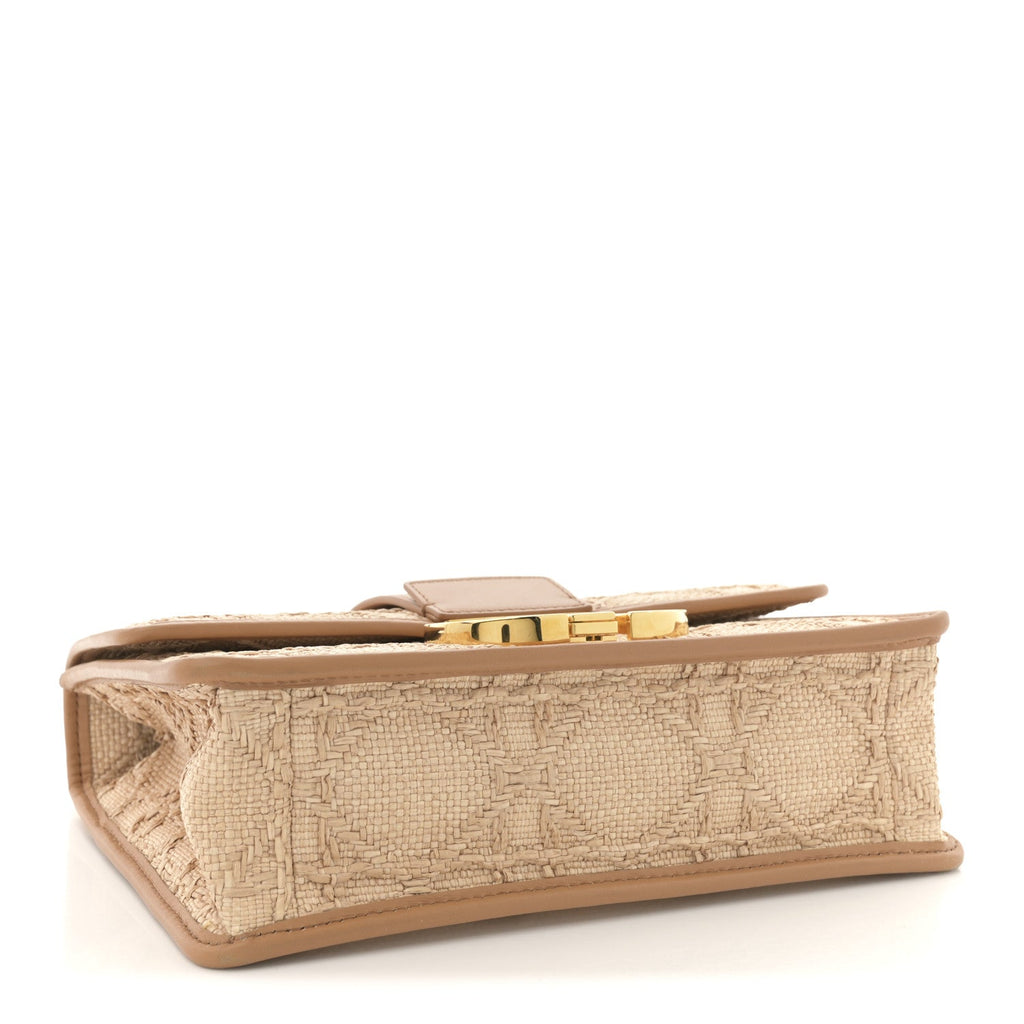Christian Dior Raffia Calfskin 30 Montaigne Flap Bag Beige