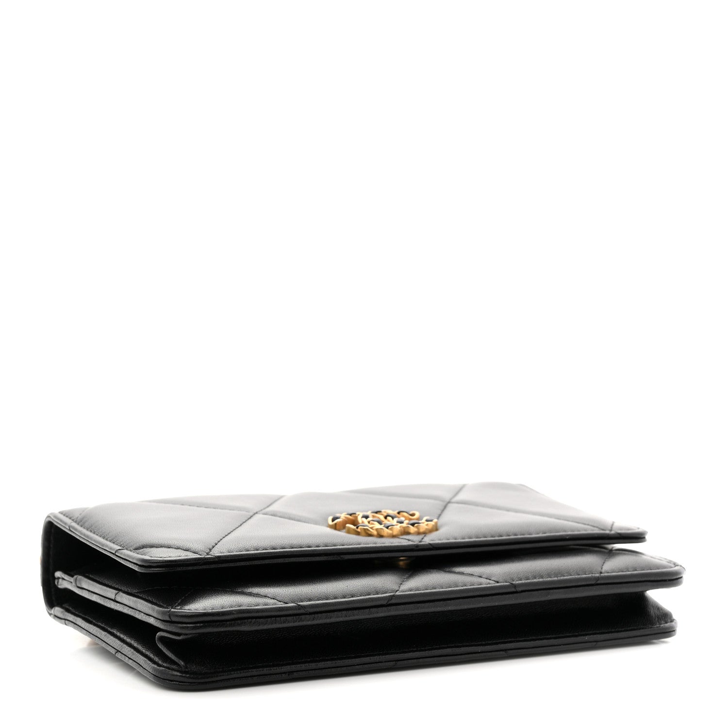 Chanel Lambskin Quilted Chanel 19 Wallet On Chain WOC Black