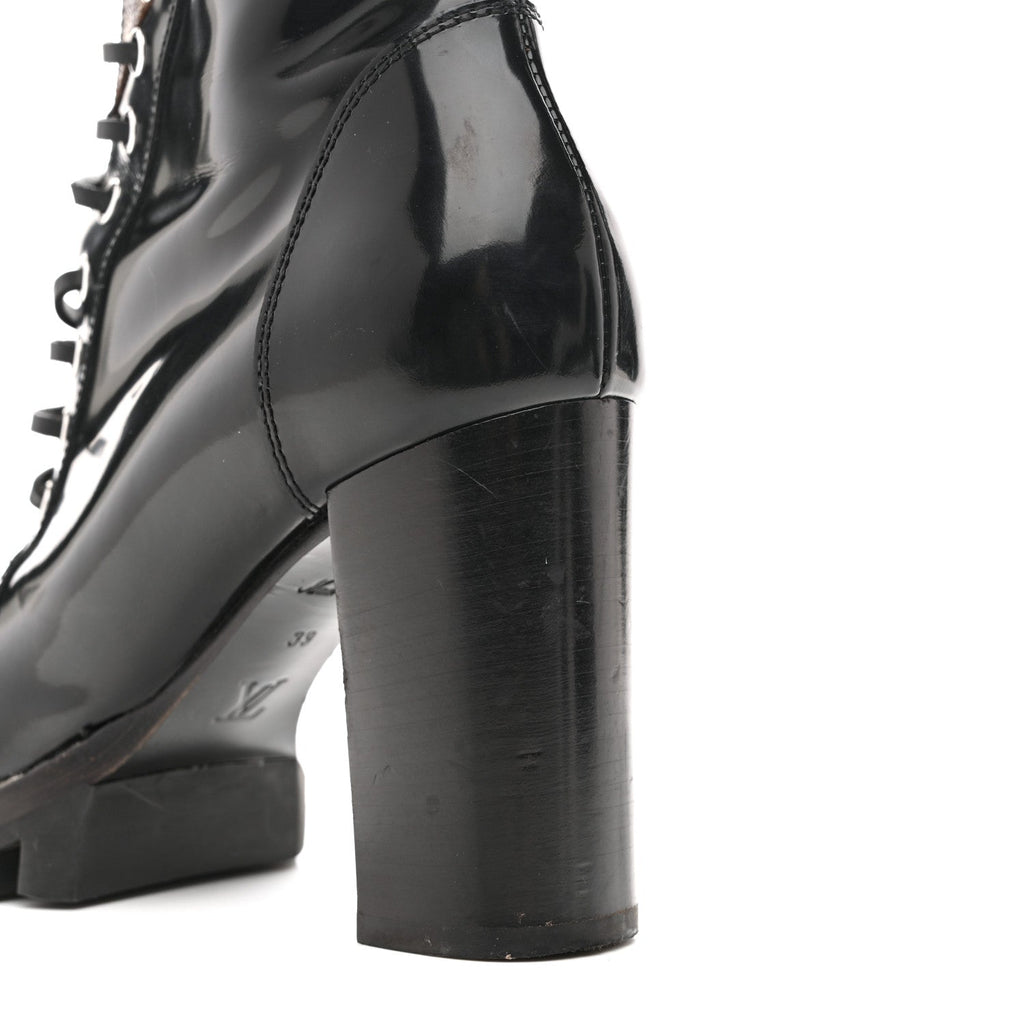 Louis Vuitton Glazed Calfskin Monogram Star Trail Ankle Boots 39 Black