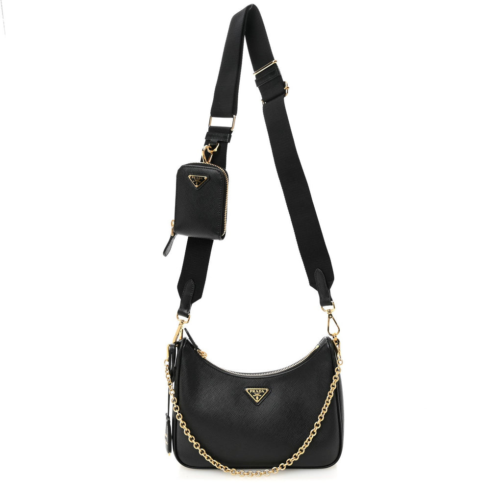 Prada Saffiano Lux Re-Edition 2005 Shoulder Bag Black