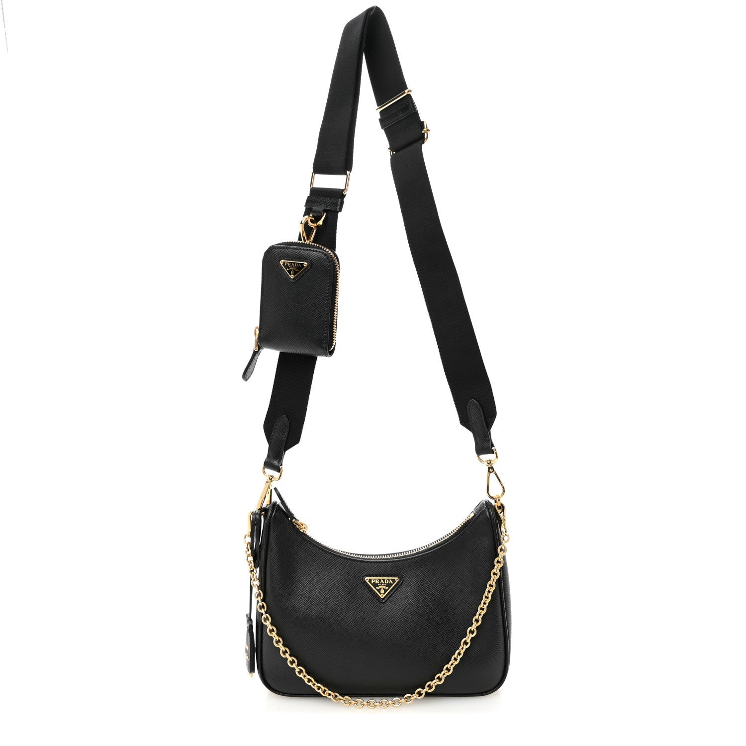 Prada Saffiano Lux Re-Edition 2005 Shoulder Bag Black