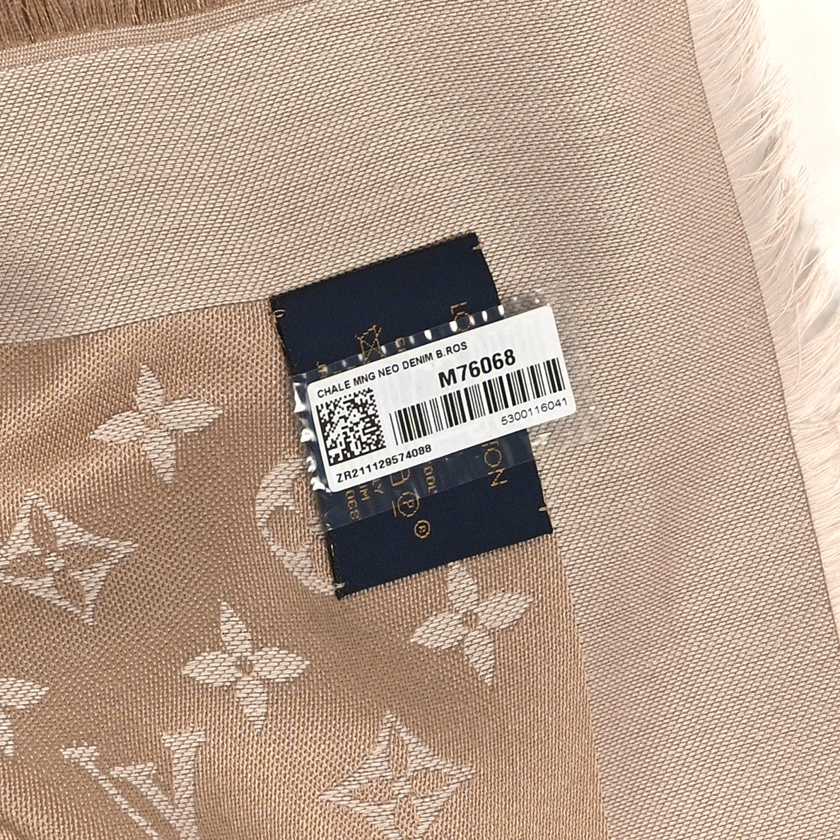 Louis Vuitton Silk Wool Monogram Denim Shawl Beige Rose