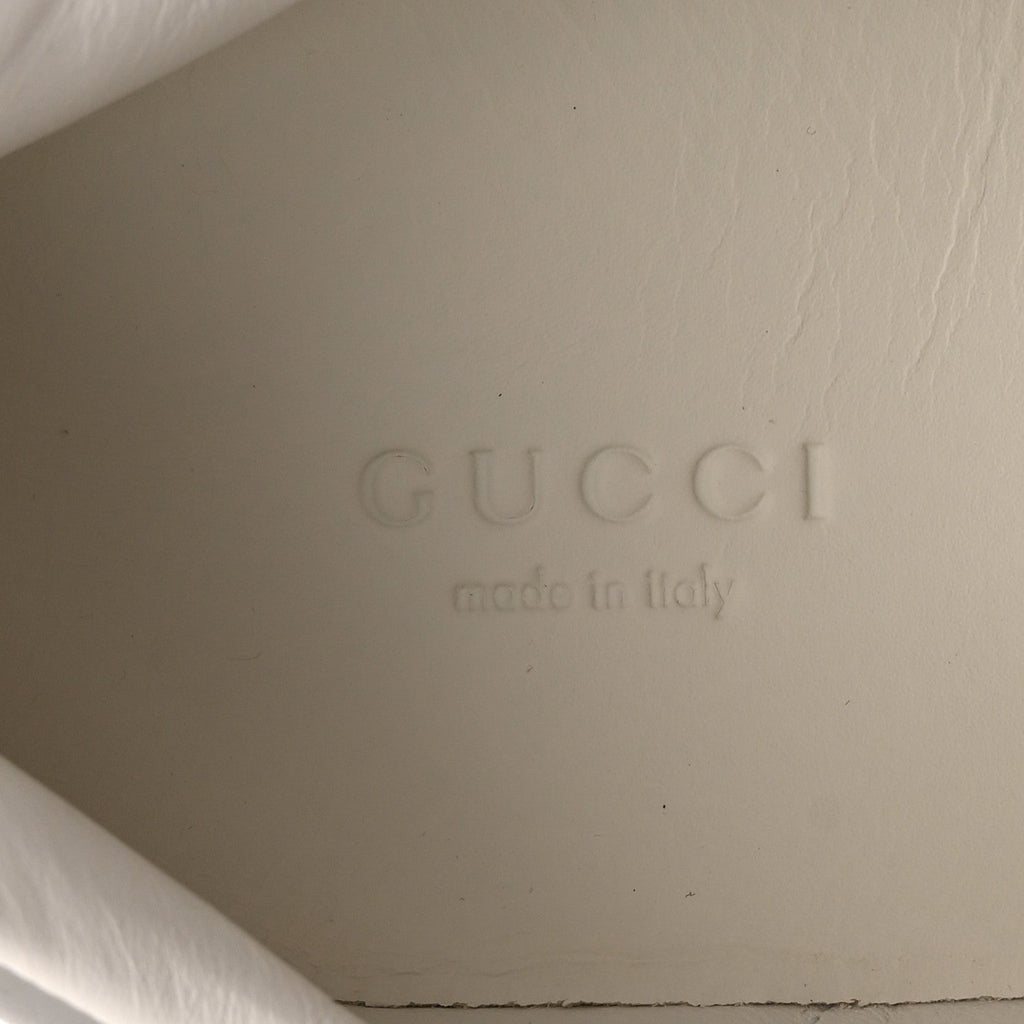 Gucci Calfskin Interlocking G Perforated Womens Ace Sneakers 37.5 White Grey Sky