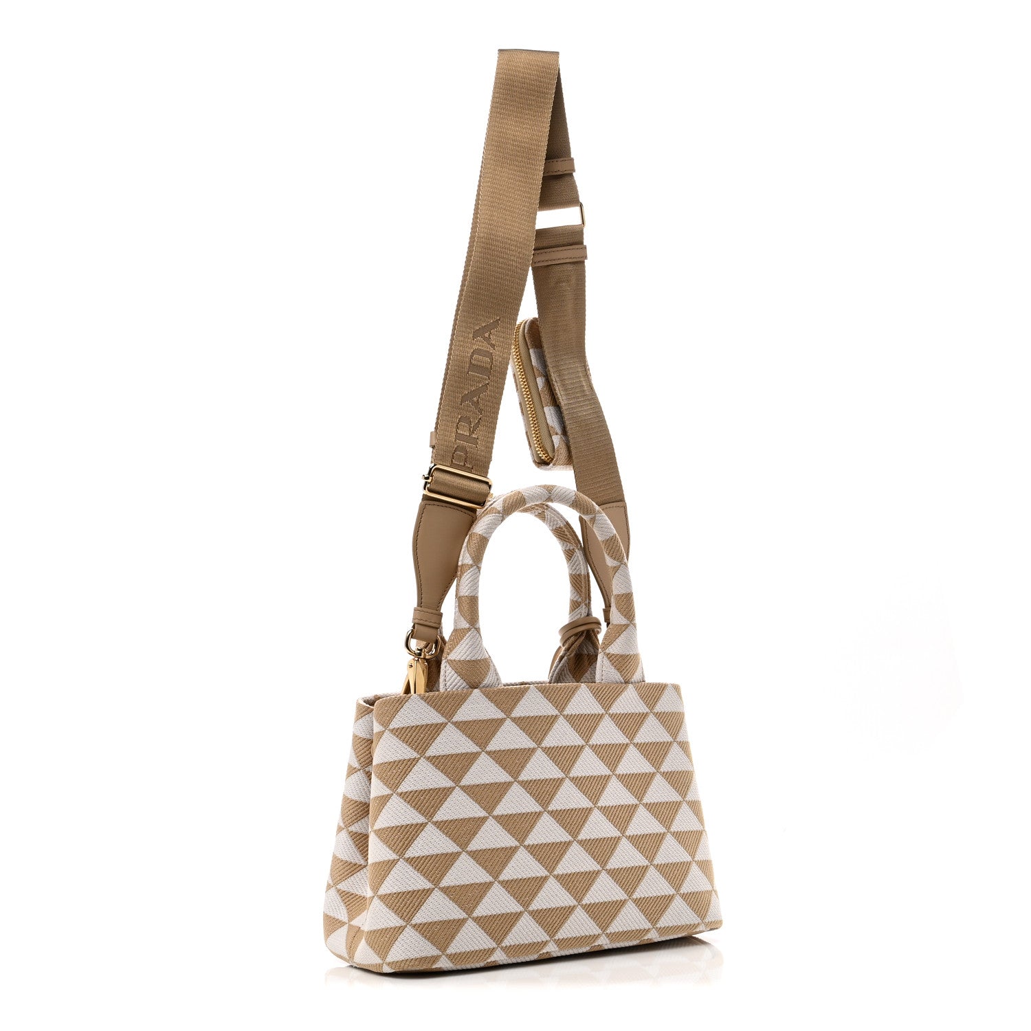 Prada Jacquard Triangolo Symbole Embroidered Tote Corda Talco
