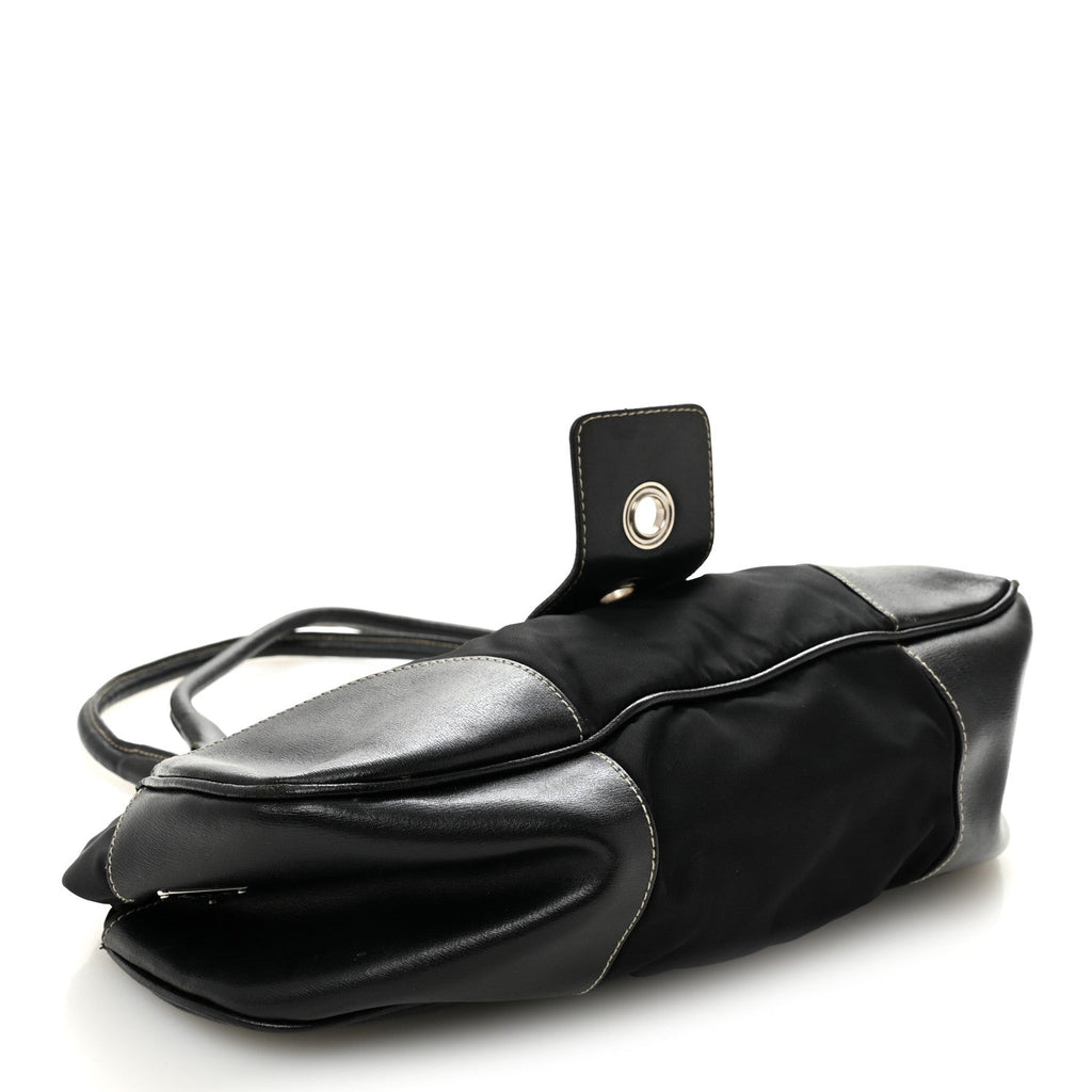 Prada Tessuto Nylon Moon Shoulder Bag Black
