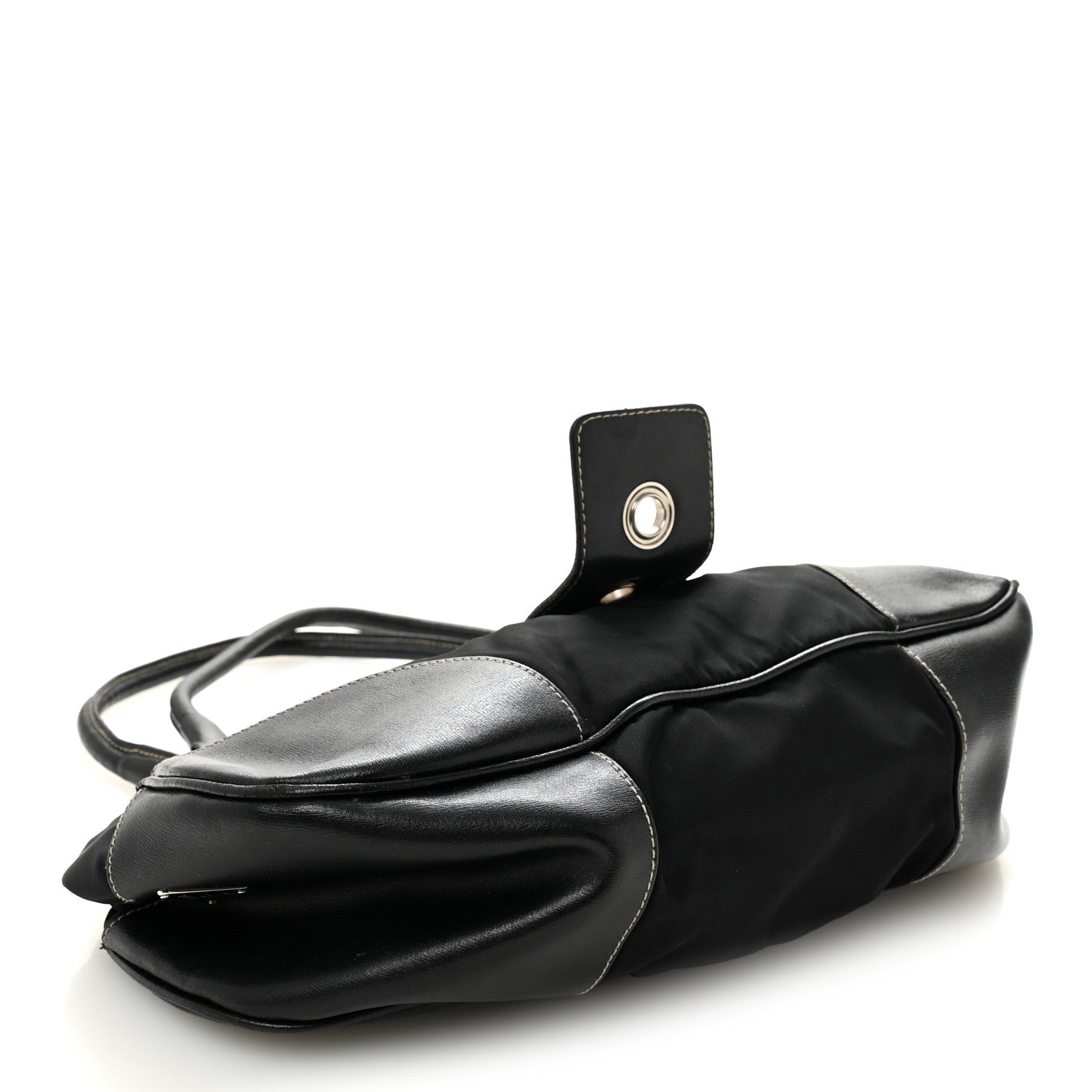 Prada Tessuto Nylon Moon Shoulder Bag Black