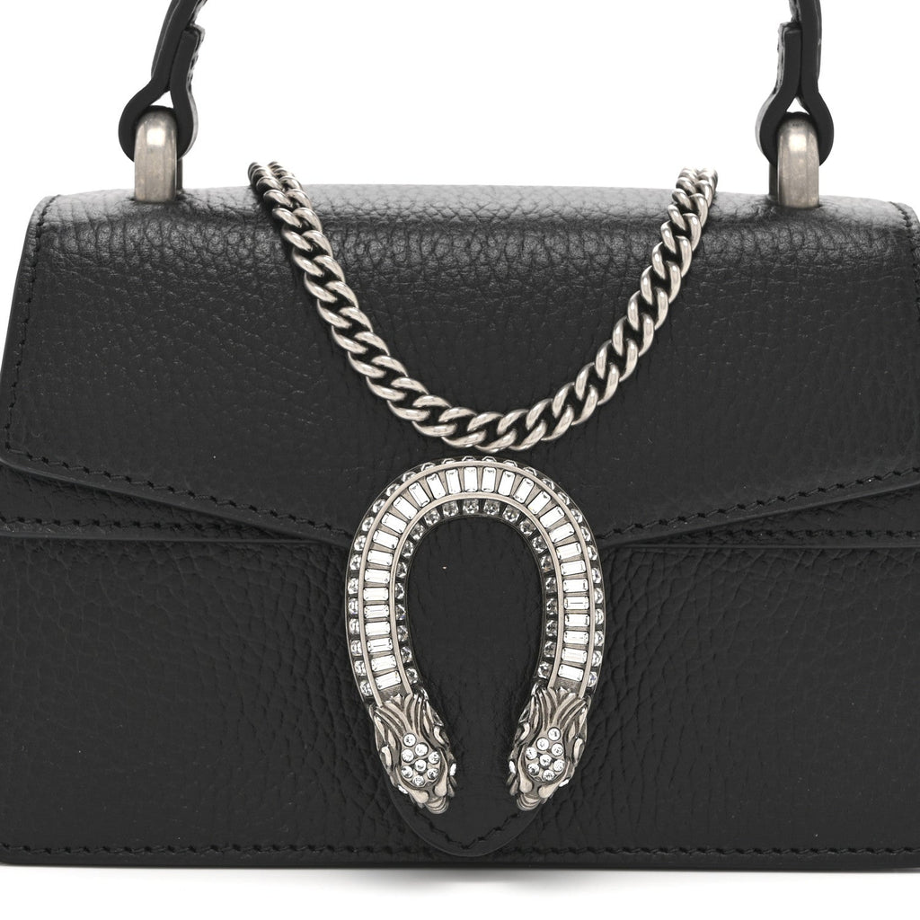 Gucci Dollar Calfskin Crystal Mini Dionysus Top Handle Bag Black Crystal