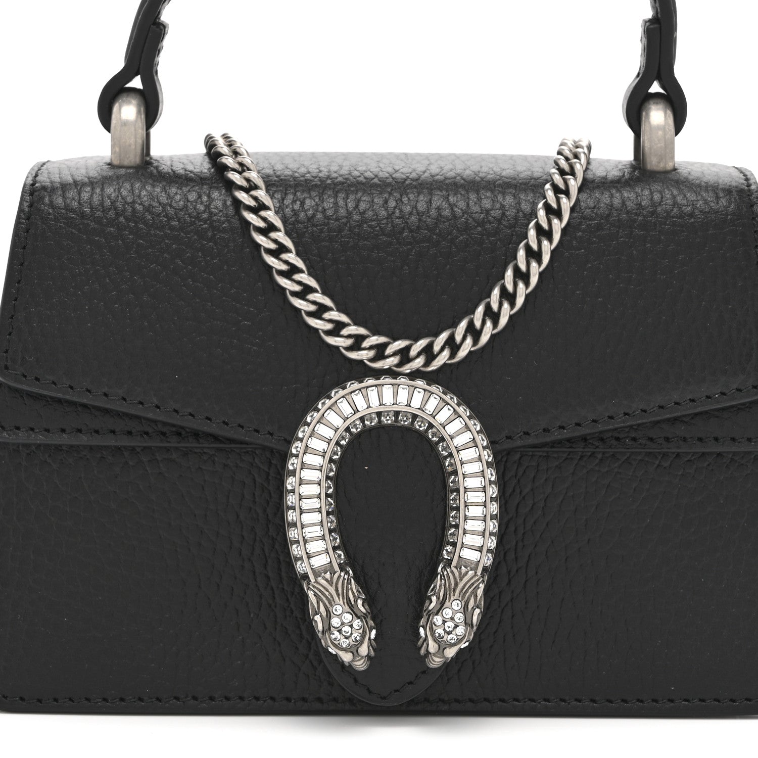 Gucci Dollar Calfskin Crystal Mini Dionysus Top Handle Bag Black Crystal