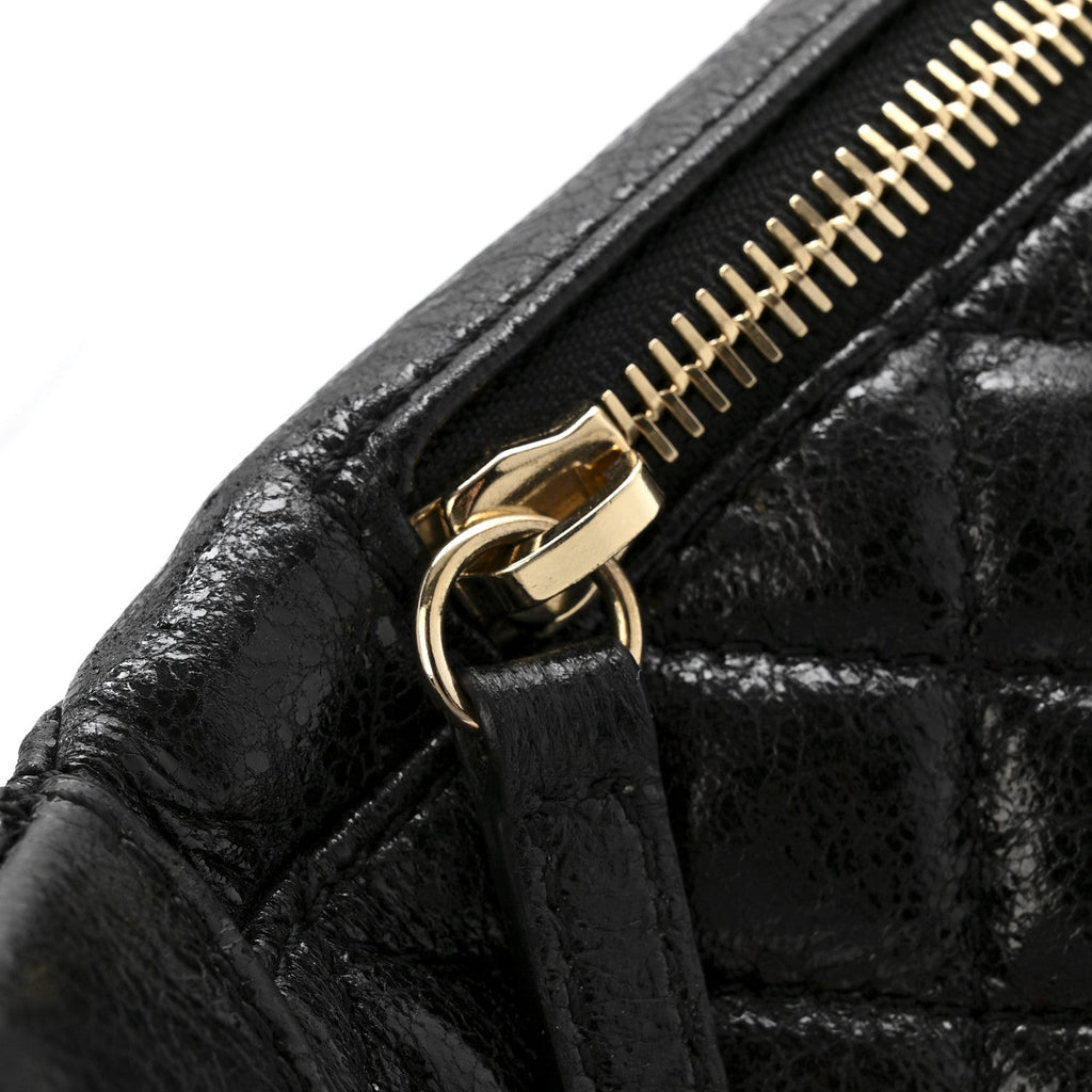 Chanel Crumpled Glazed Lambskin Quilted Waist Bag Fanny Pack Black