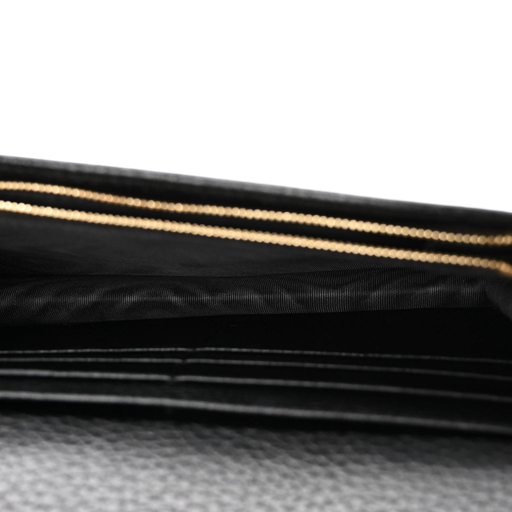 Gucci Calfskin Mini GG Marmont Chain Wallet Black