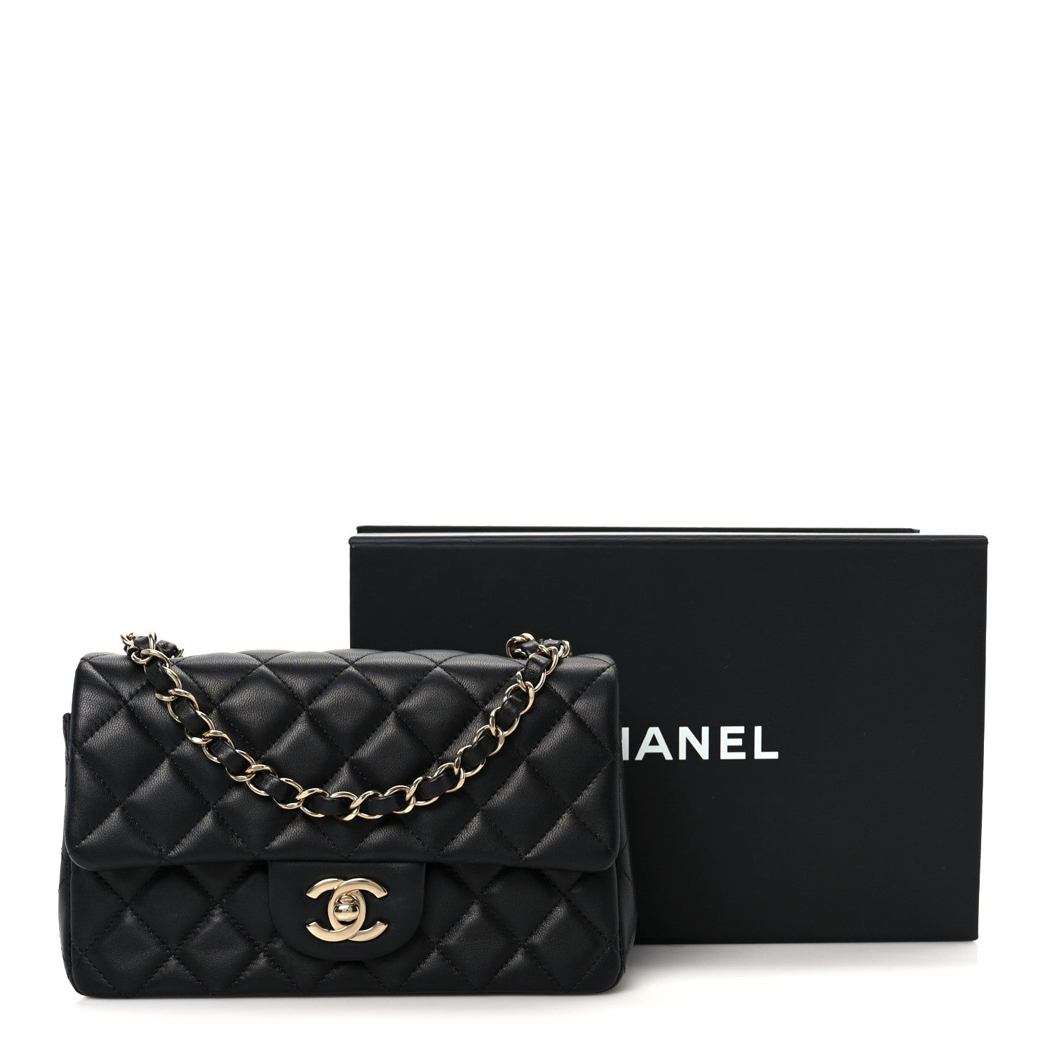 Chanel Lambskin Quilted Mini Rectangular Flap Black
