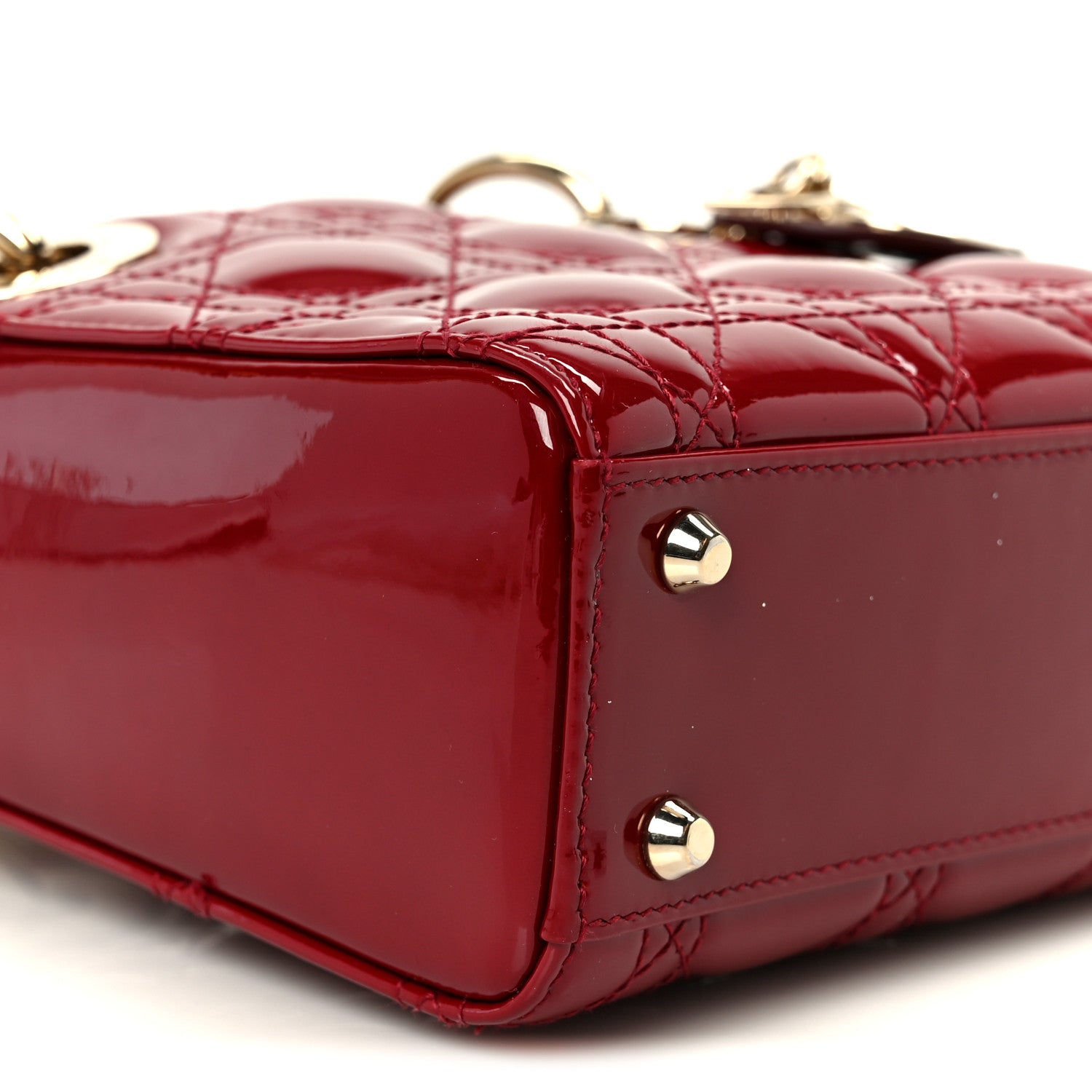 Christian Dior Patent Cannage Mini Lady Dior Red