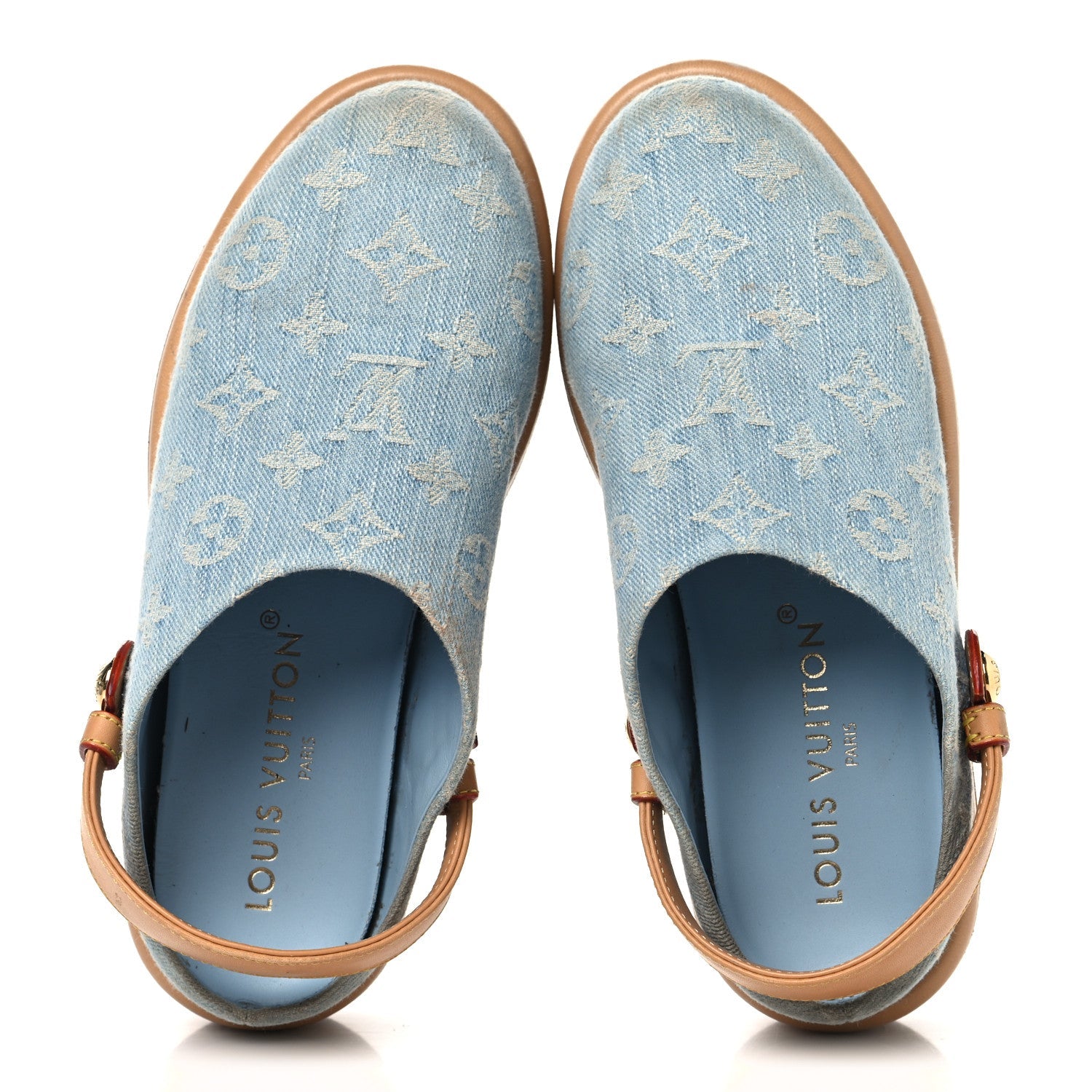 Louis Vuitton Monogram Washed Denim Aspen Platform Clog Mules 36 Blue