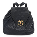 Chanel Caviar Quilted CC Drawstring Backpack Navy