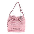 Chanel Metallic Lambskin Lacquered Monochrome Quilted Mini Chanel 22 Pink