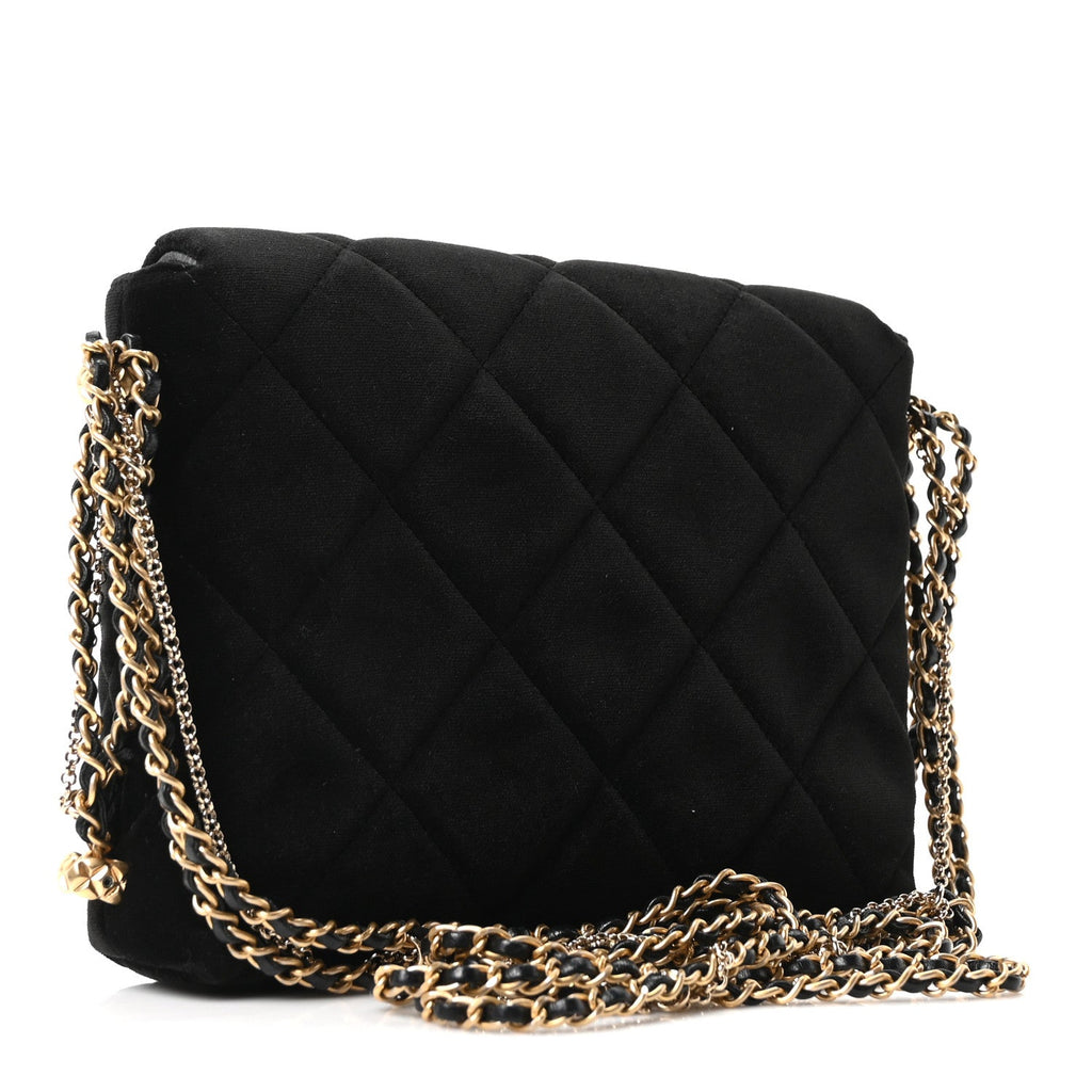 Chanel Velvet Quilted Crush On Chains Flap Bag Black