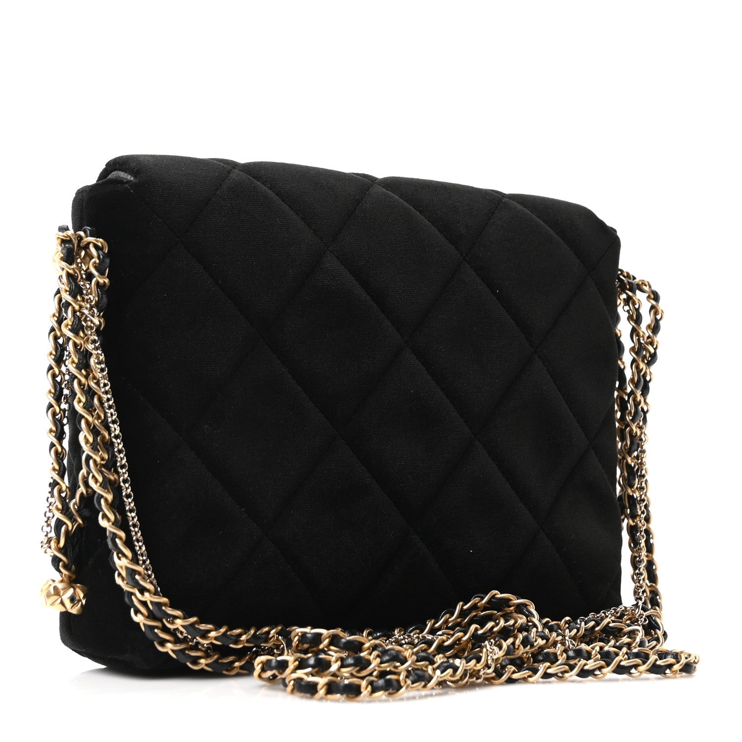 Chanel Velvet Quilted Crush On Chains Flap Bag Black