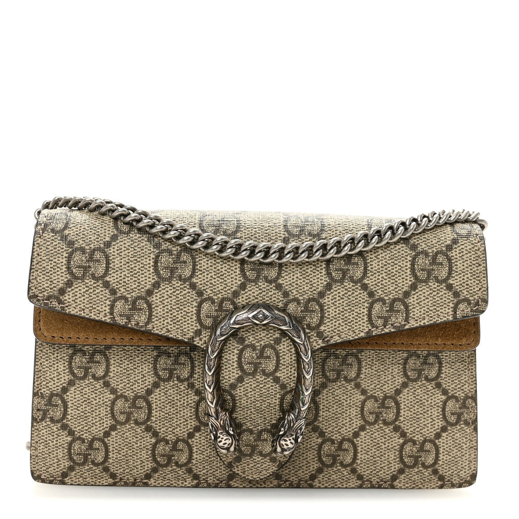 Gucci GG Supreme Monogram Super Mini Dionysus Shoulder Bag Taupe
