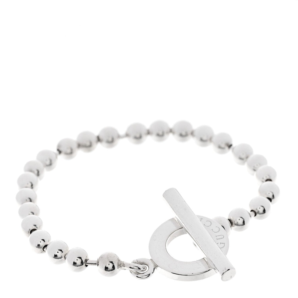 Gucci Sterling Silver Boule Bead Toggle Bracelet