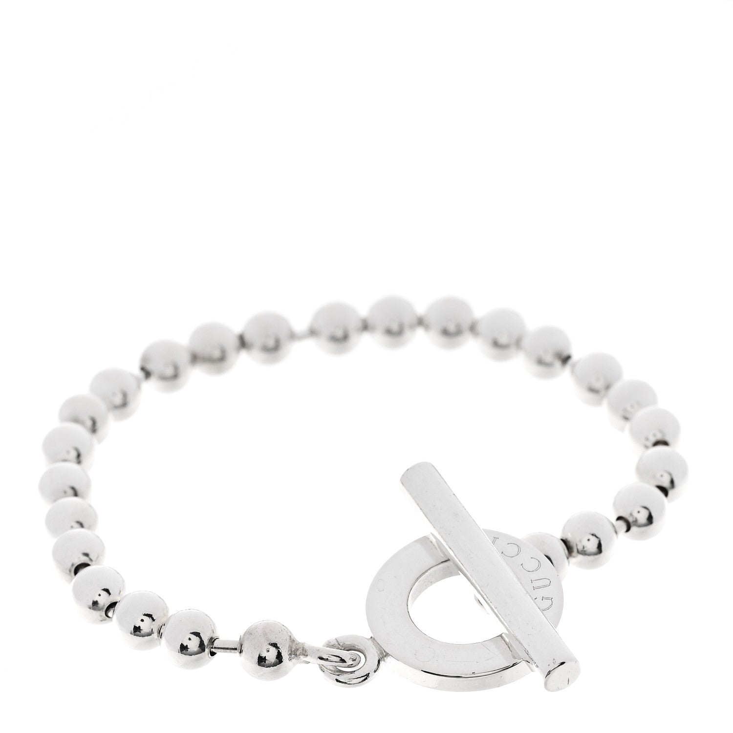 Gucci Sterling Silver Boule Bead Toggle Bracelet