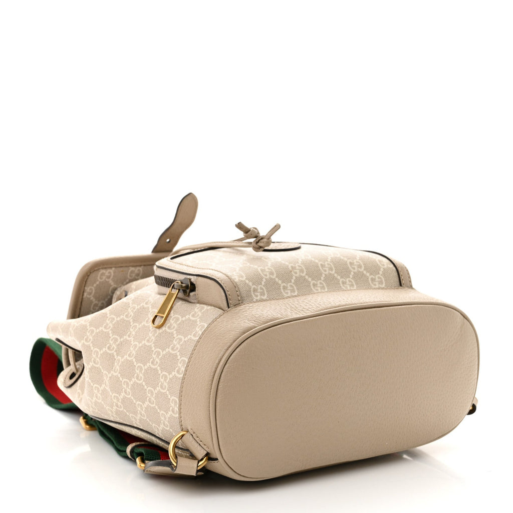 Gucci GG Supreme Monogram Azalea Calfskin Retro Interlocking G Buckle Backpack Beige Mystic White