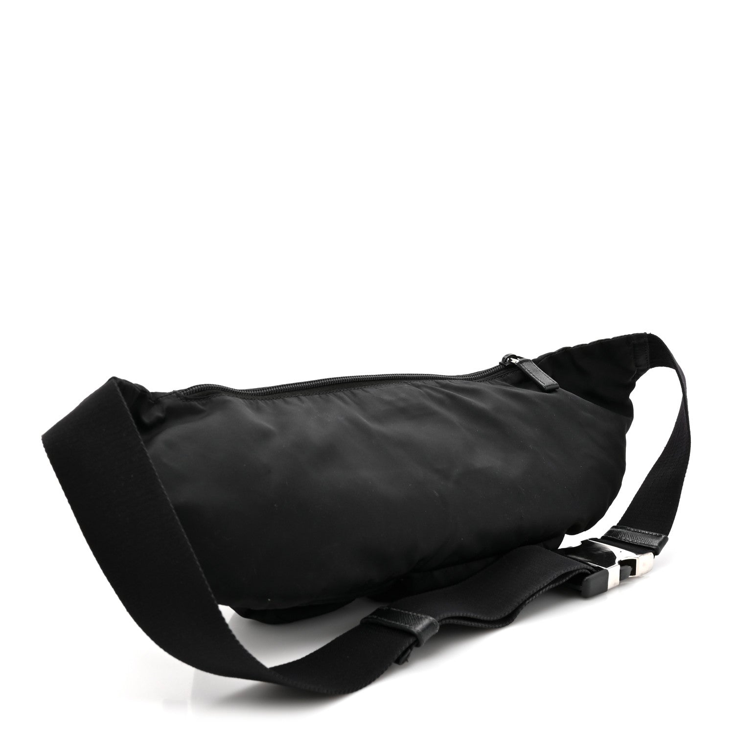 Prada Re-Nylon Saffiano Metal Triple Pocket Belt Bag Black