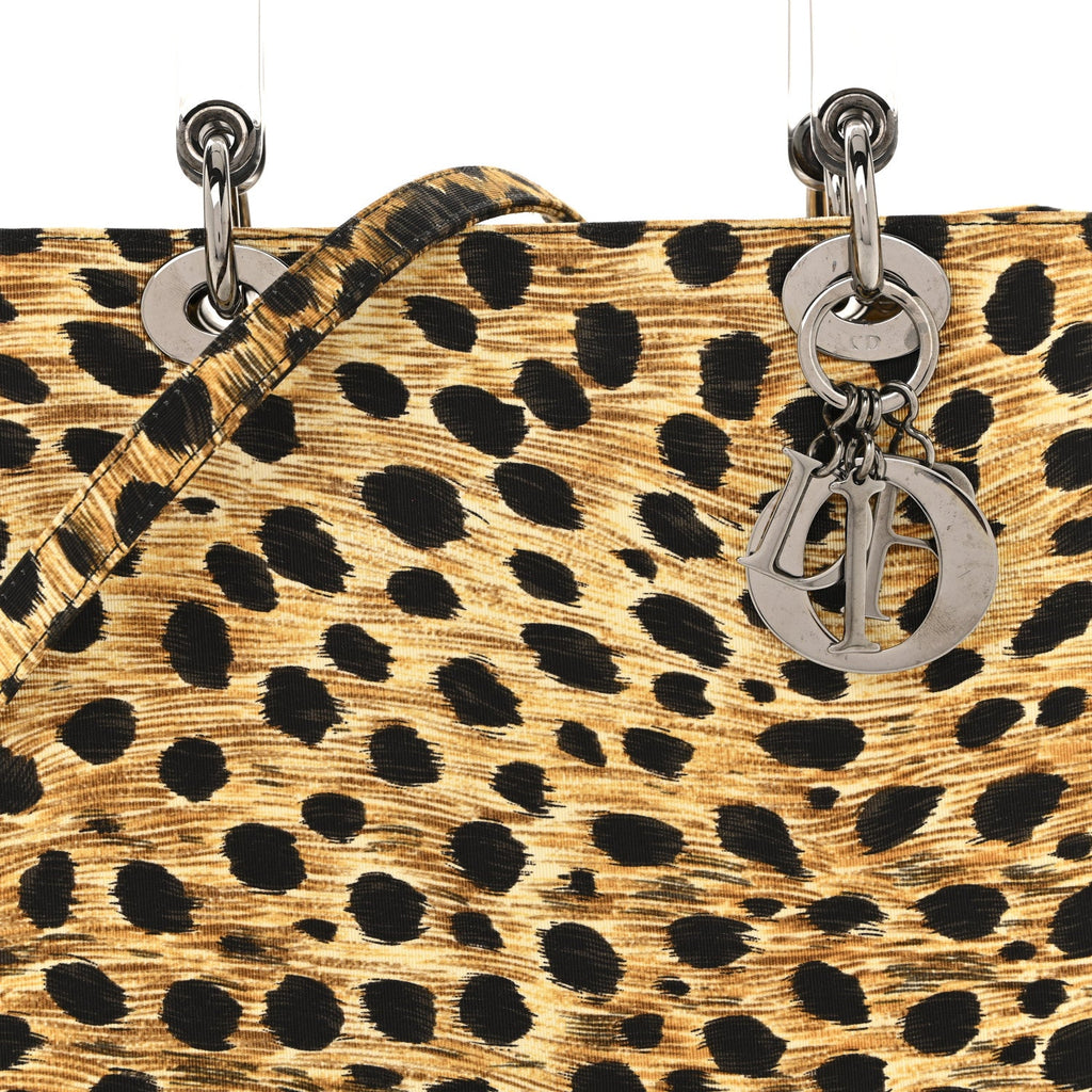 Christian Dior Canvas Leopard Print Medium Lady Dior