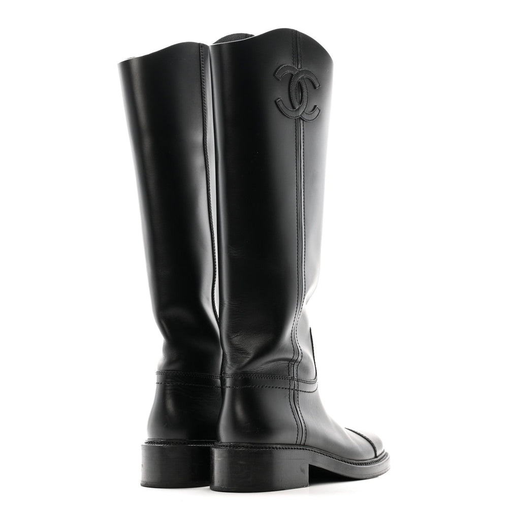 Calfskin Cap Toe CC Riding Boots 39 Black