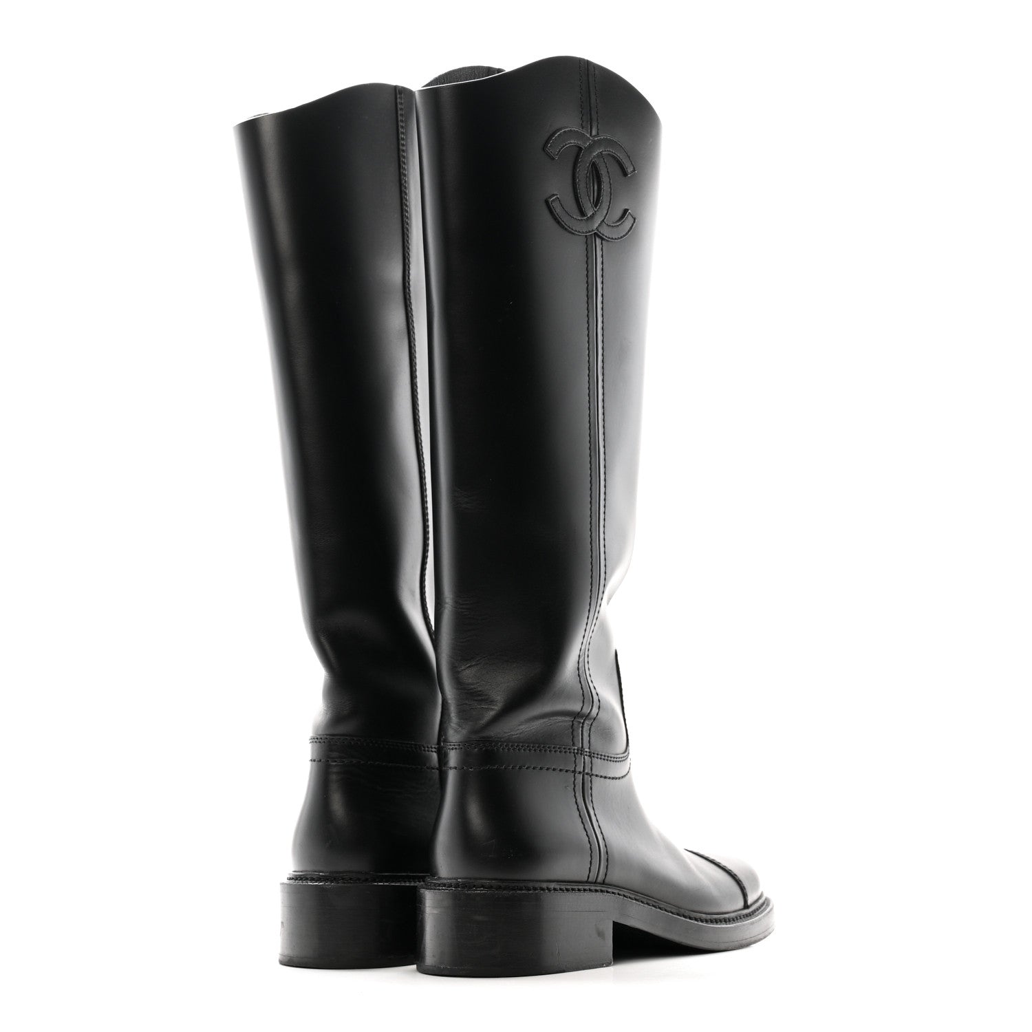 Calfskin Cap Toe CC Riding Boots 39 Black