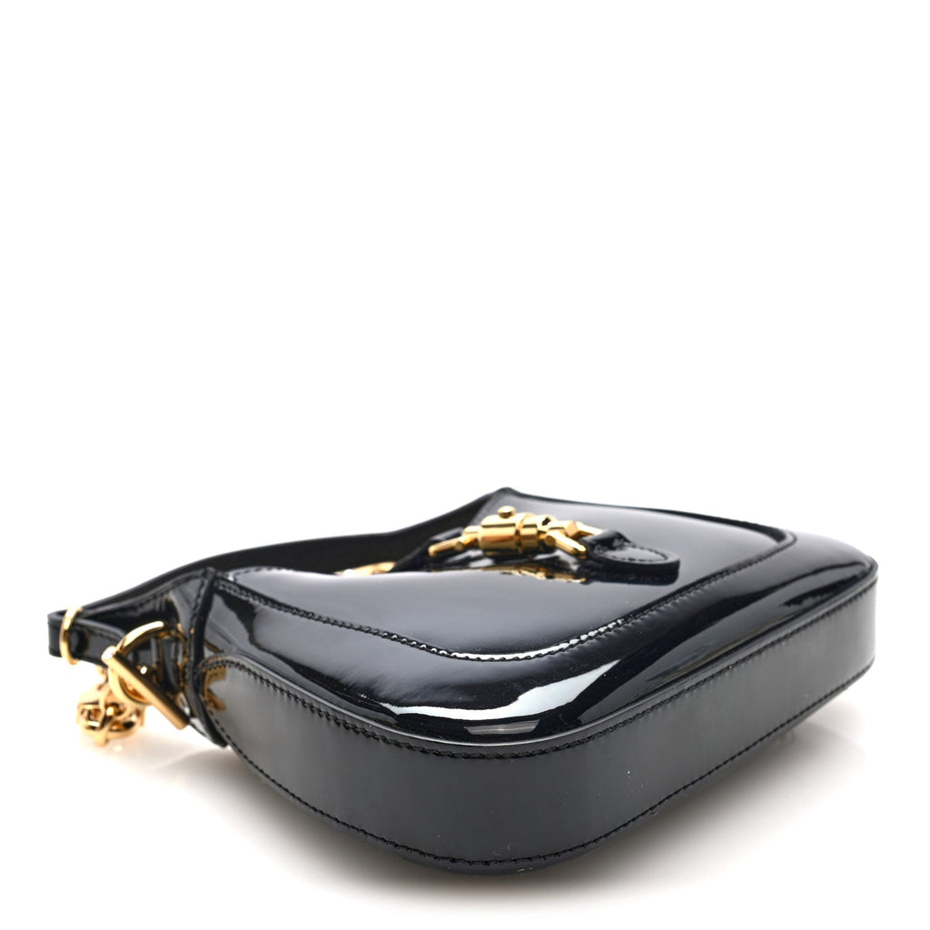 Gucci Patent Mini Jackie 1961 Crystal Hobo Black