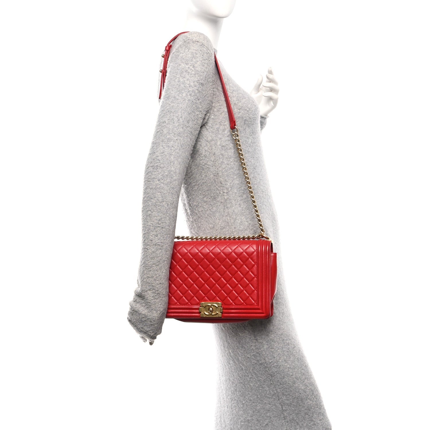 Chanel Lambskin Quilted New Medium Boy Flap Red