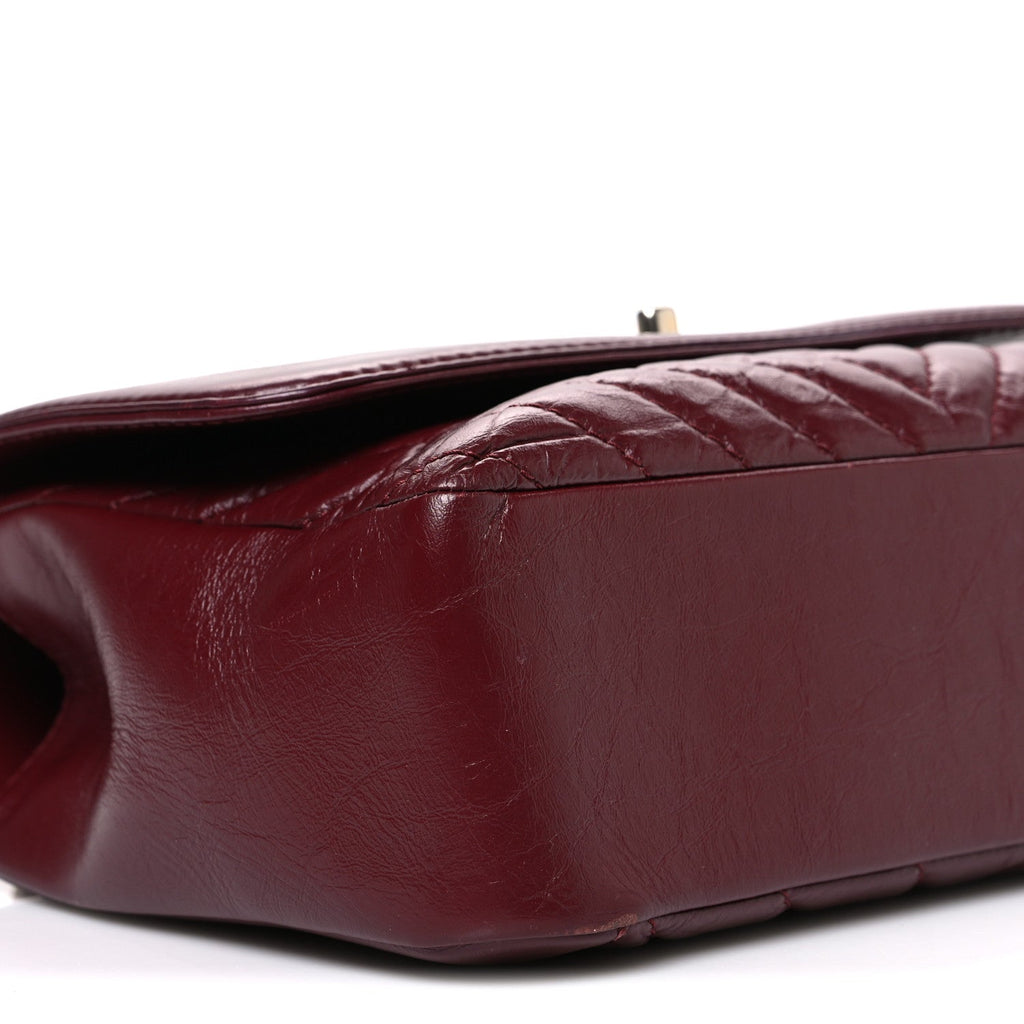 Chanel Calfskin Chevron Quilted Top Handle Flap Red