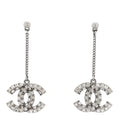 Baguette Crystal CC Drop Earrings Silver