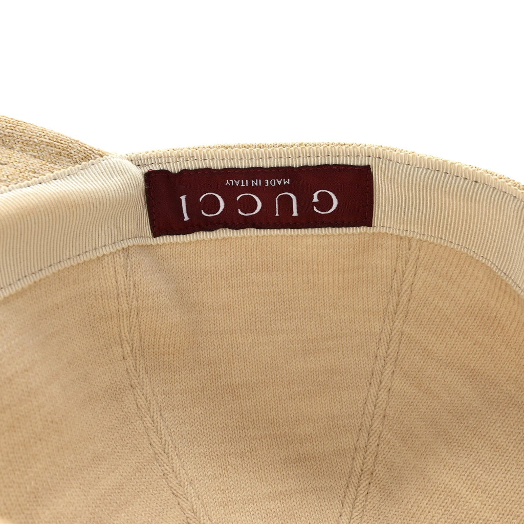 Gucci Wool Lame Double G Crystal Baseball Hat L Beige