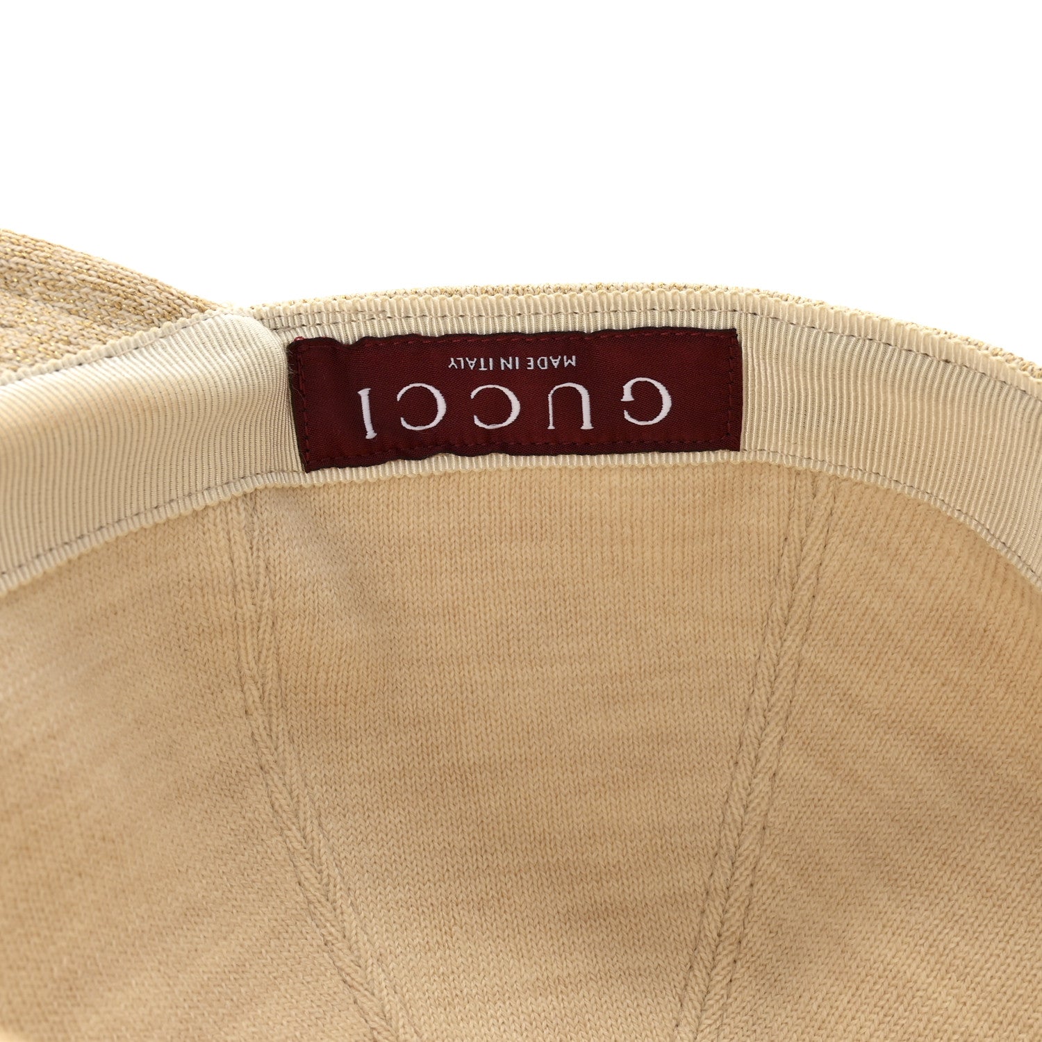 Gucci Wool Lame Double G Crystal Baseball Hat L Beige