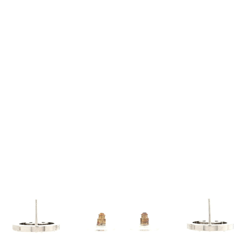 Crystal CC Round Earrings Silver