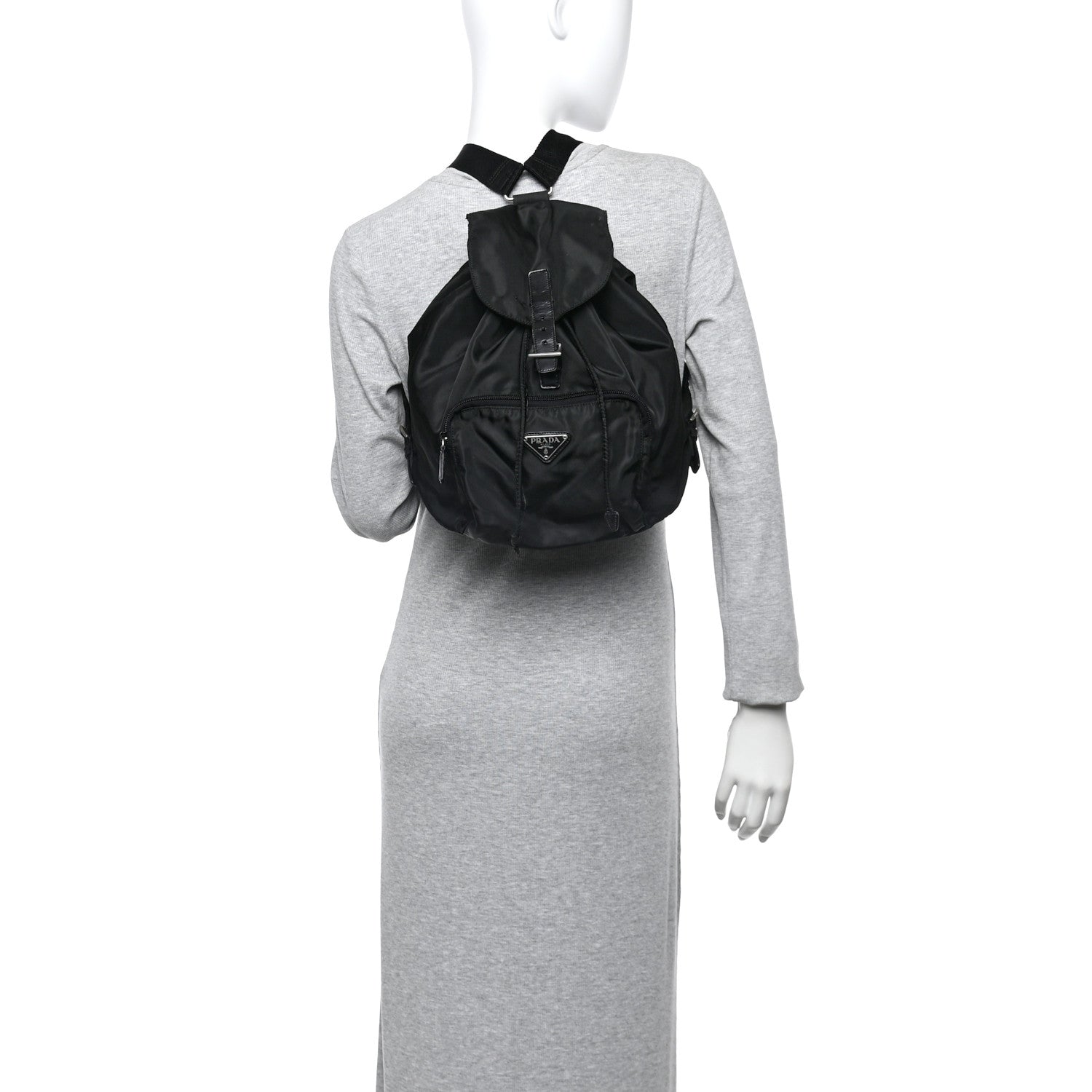 Prada Tessuto Nylon Vela Cinch Backpack Black