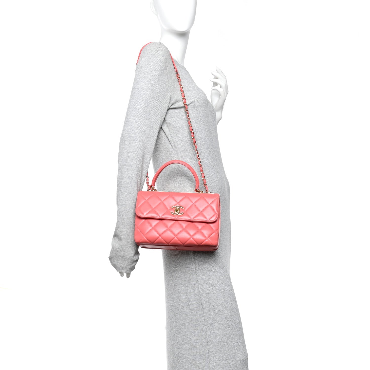 Chanel Lambskin Quilted Small Trendy CC Flap Dual Handle Bag Dark Pink