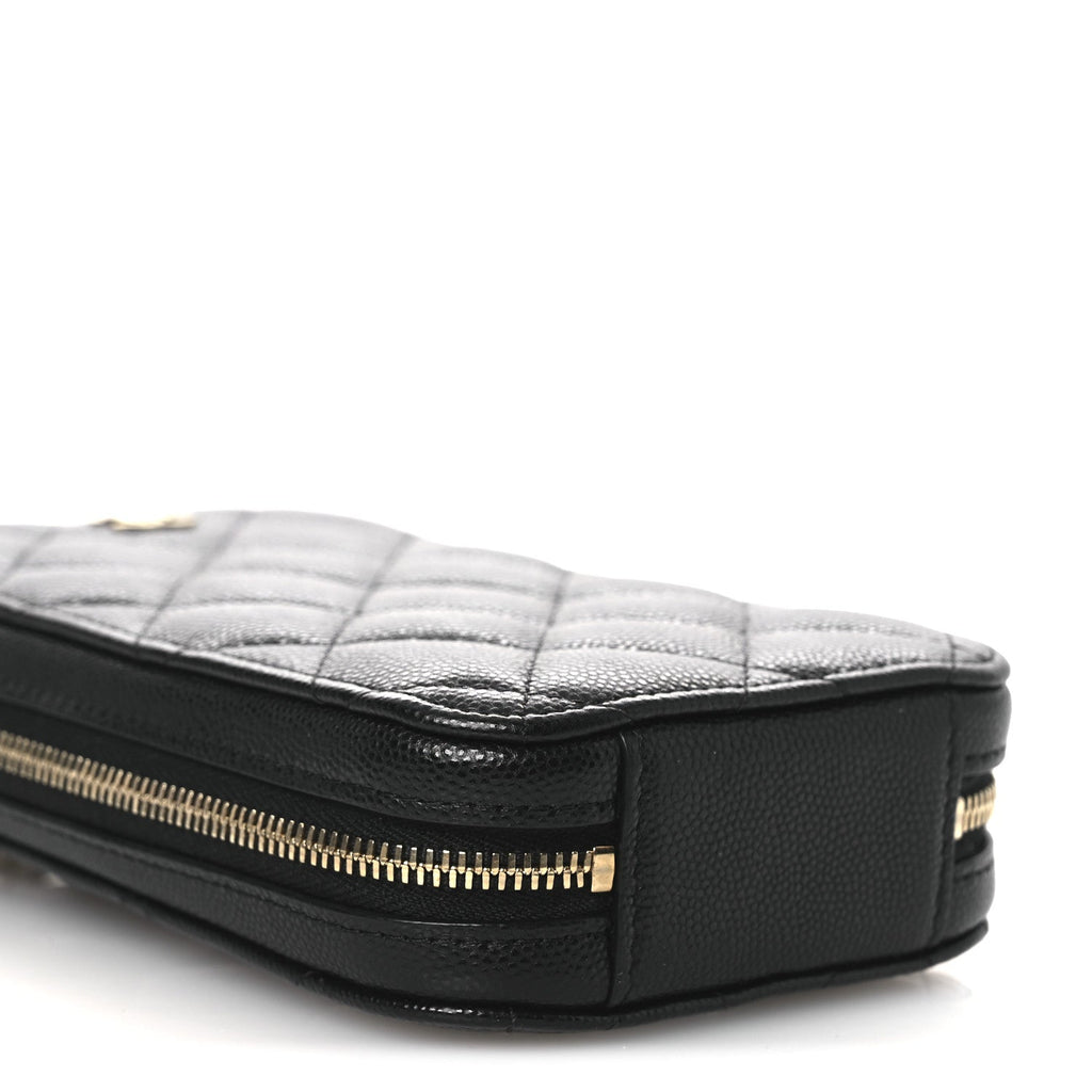 Chanel Caviar Quilted Phone Holder Wallet On Chain WOC Black